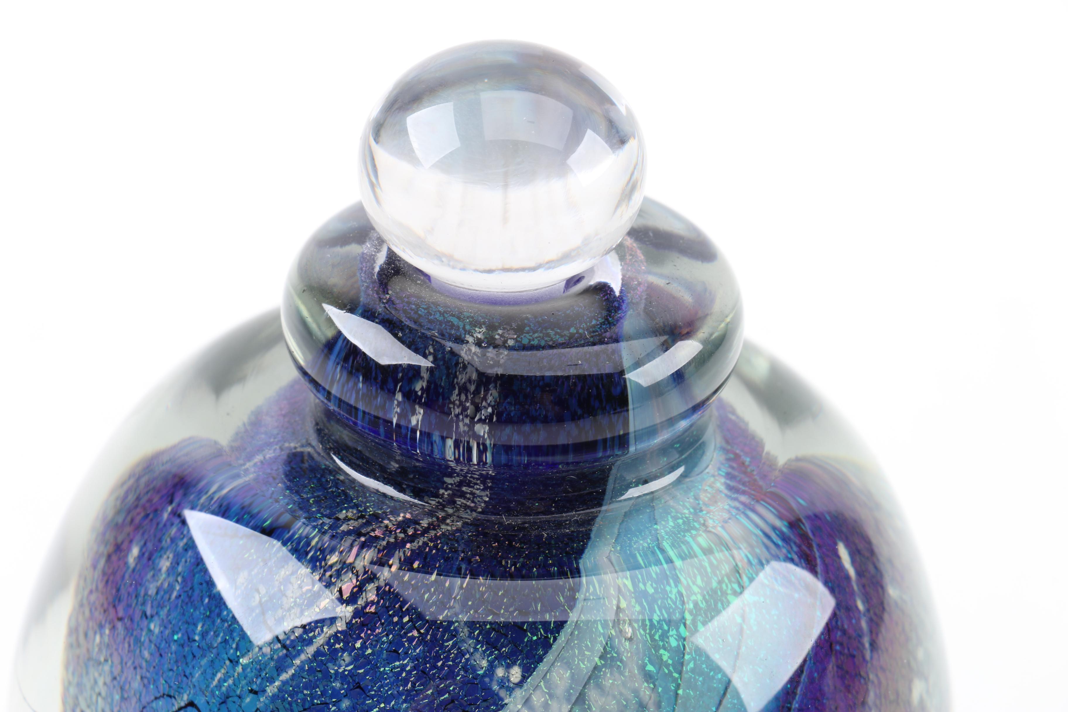 Vintage Iridescent Eickolt Art Glass Perfume Bottle ca. 1988