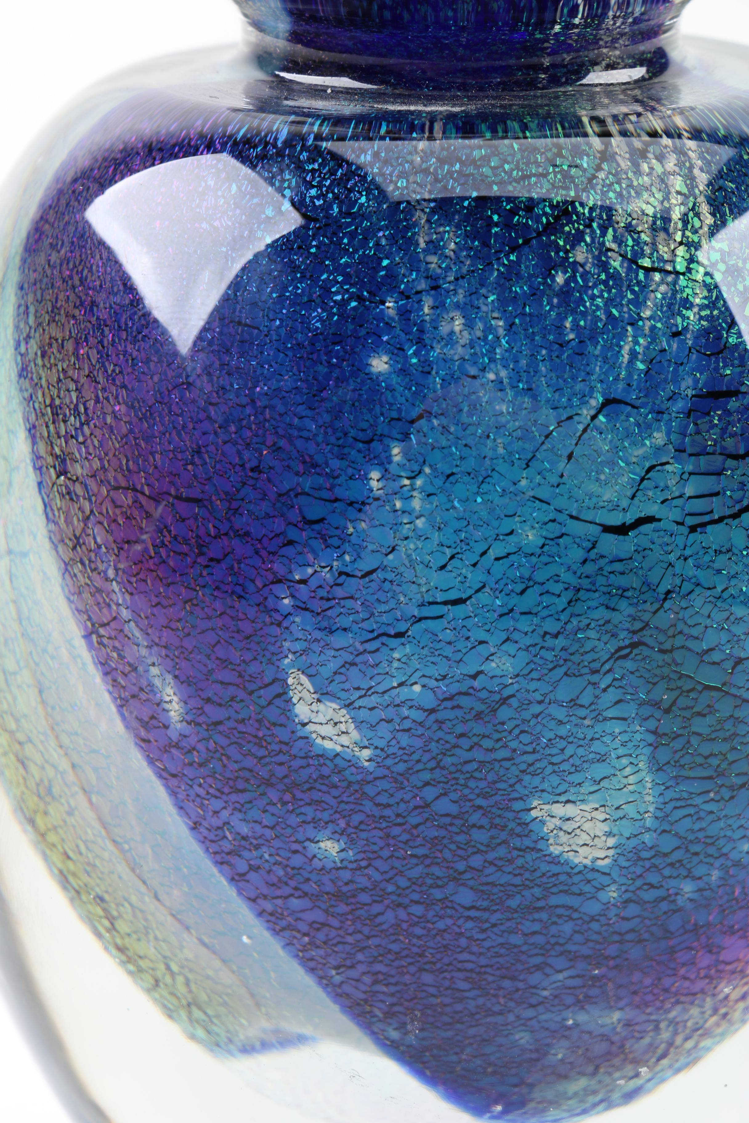 Vintage Iridescent Eickolt Art Glass Perfume Bottle ca. 1988