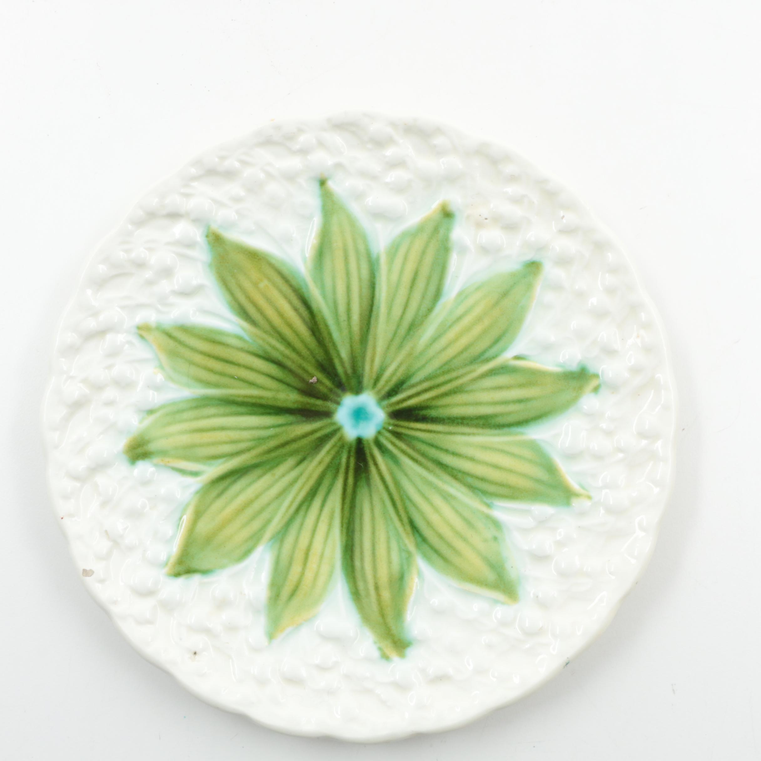 Schramberger Majolikafabrik "Lily of the Valley" Plates, Early 20th Century