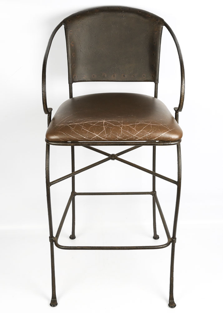 Wrought Iron and Leather Bar Stools by Pier 1 Imports