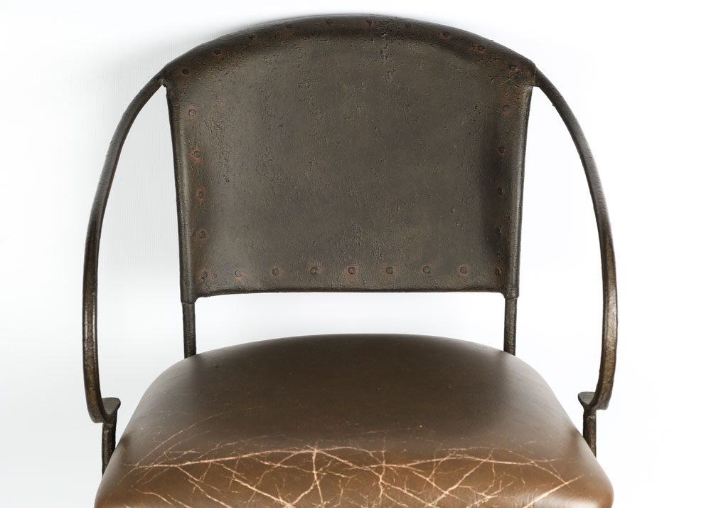 Wrought Iron and Leather Bar Stools by Pier 1 Imports