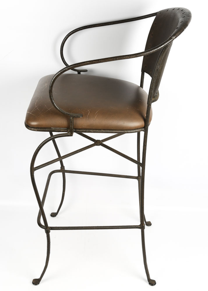 Wrought Iron and Leather Bar Stools by Pier 1 Imports