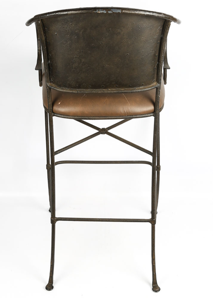 Wrought Iron and Leather Bar Stools by Pier 1 Imports
