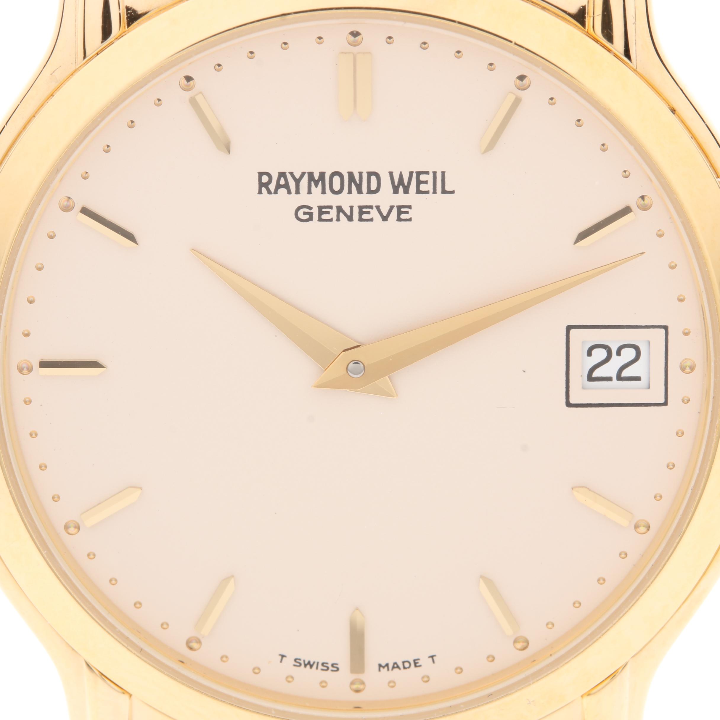 Raymond Weil 5569 Gold Tone Leather Watch with Pouch