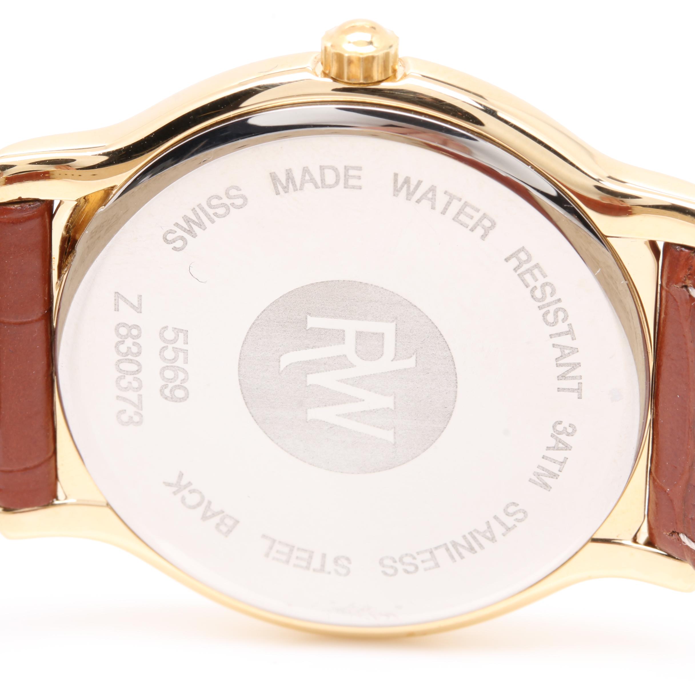 Raymond Weil 5569 Gold Tone Leather Watch with Pouch