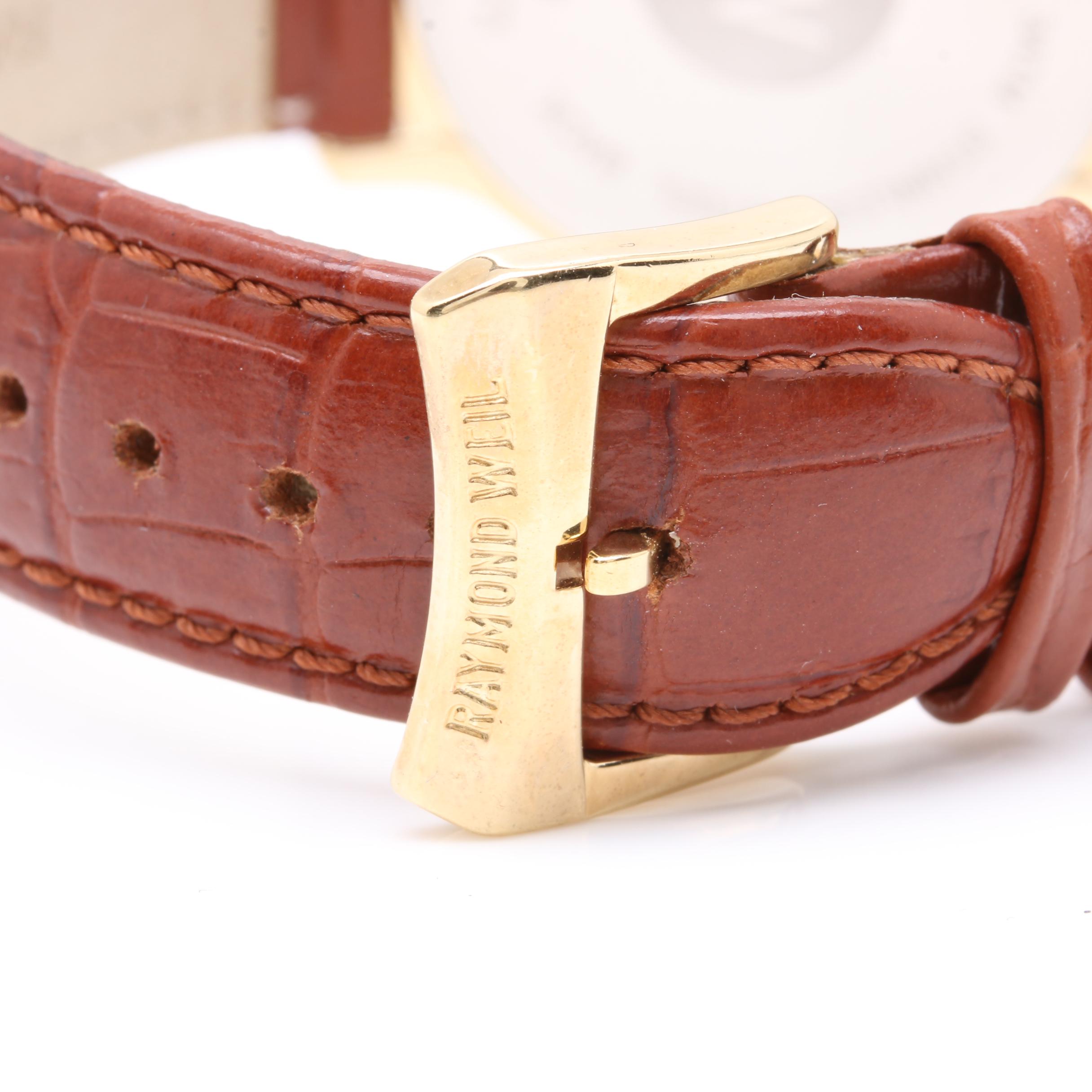 Raymond Weil 5569 Gold Tone Leather Watch with Pouch