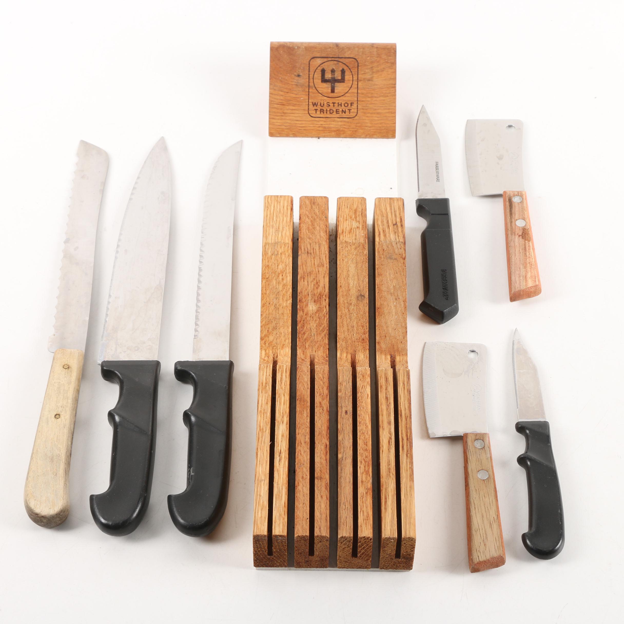 Knife Assortment with Wüsthof Trident Wooden Block