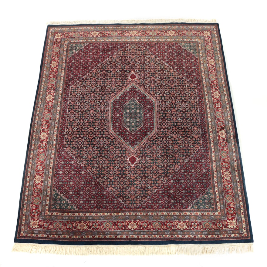 Hand-Knotted Persian Bijar Wool Area Rug