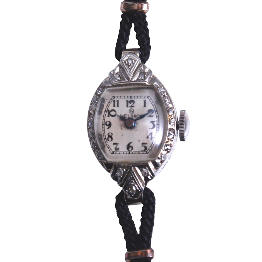 14K White Gold Diamond Helbros Wristwatch