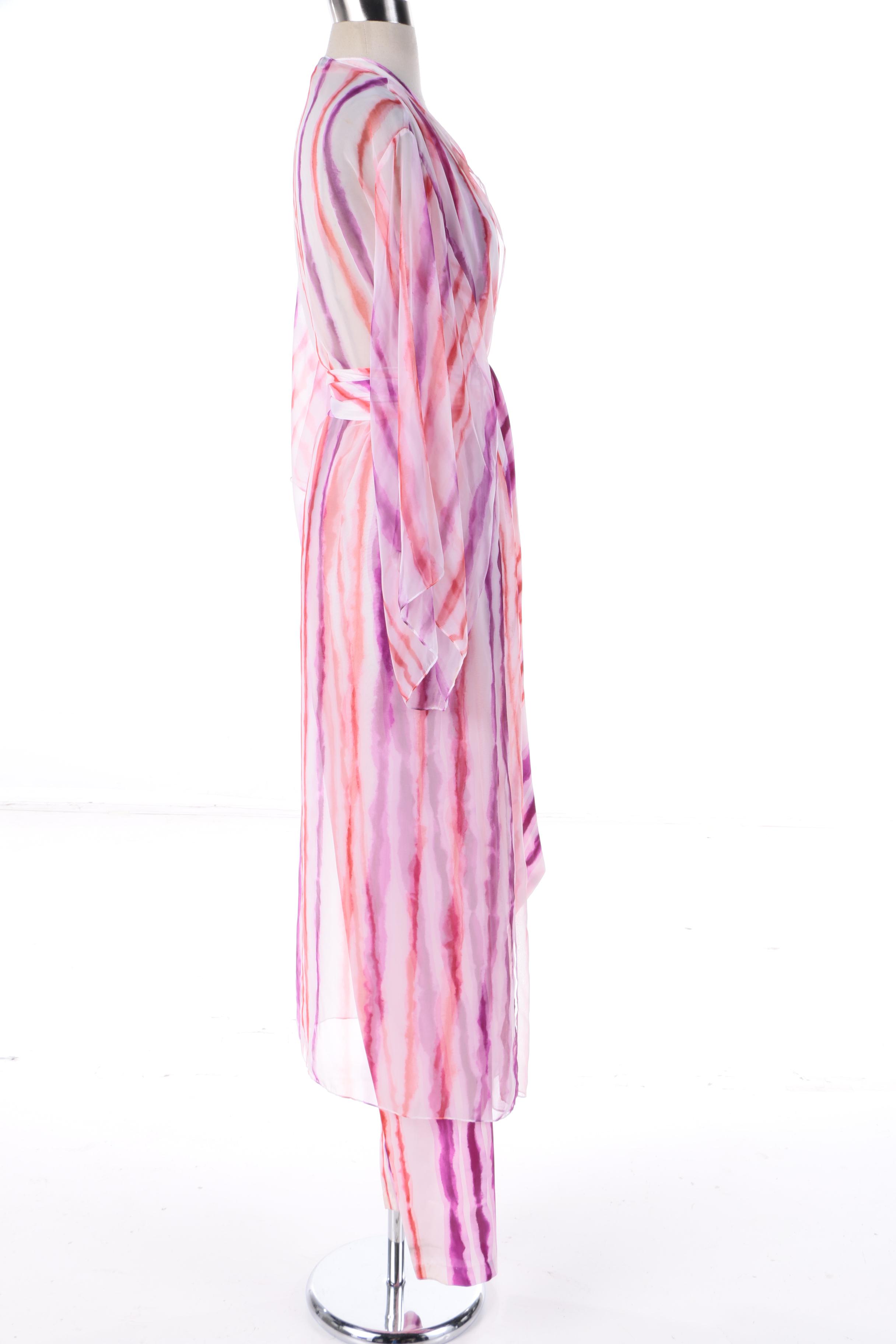 1970s Vintage Halston IV Halter Jumpsuit with Matching Sheer Kimono-Style Robe