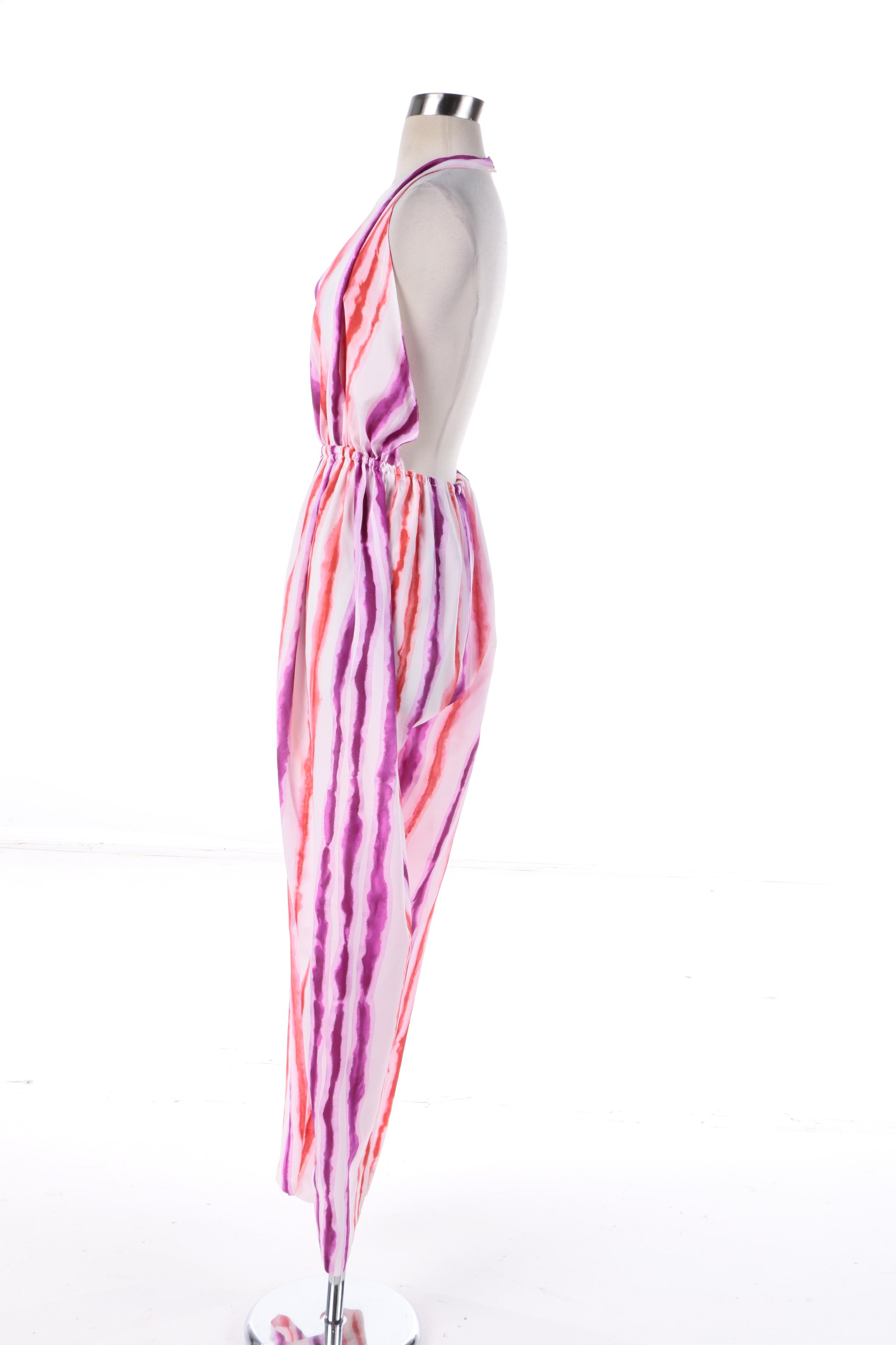 1970s Vintage Halston IV Halter Jumpsuit with Matching Sheer Kimono-Style Robe