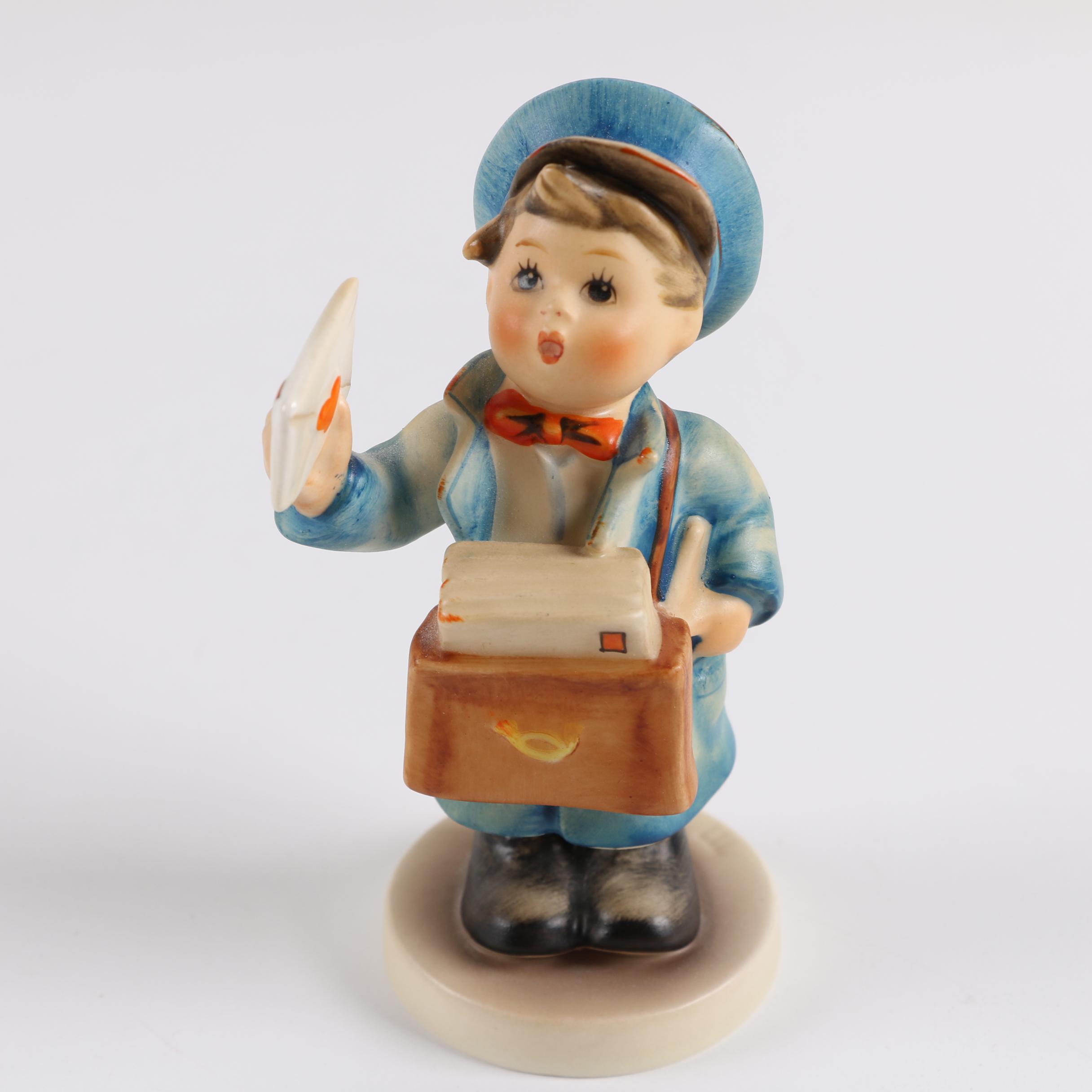 Vintage Hummel Figurines including "Little Hiker" and "Post Man"