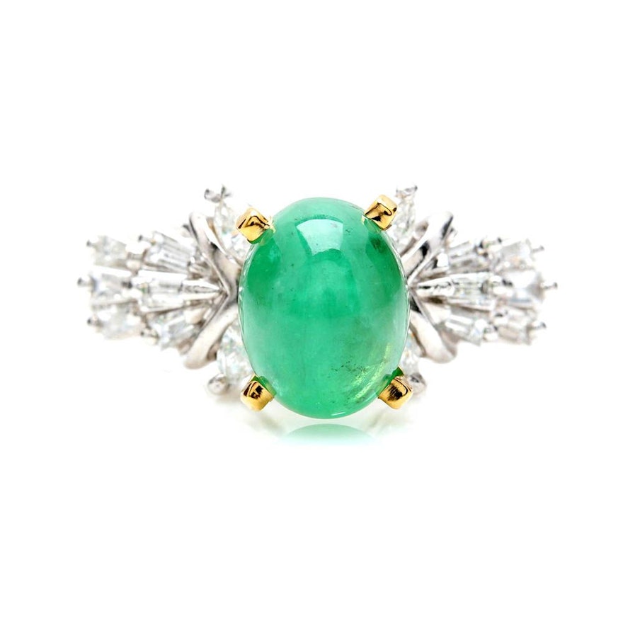 Platinum and 14K Yellow Gold 2.52 CT Emerald and Diamond Ring