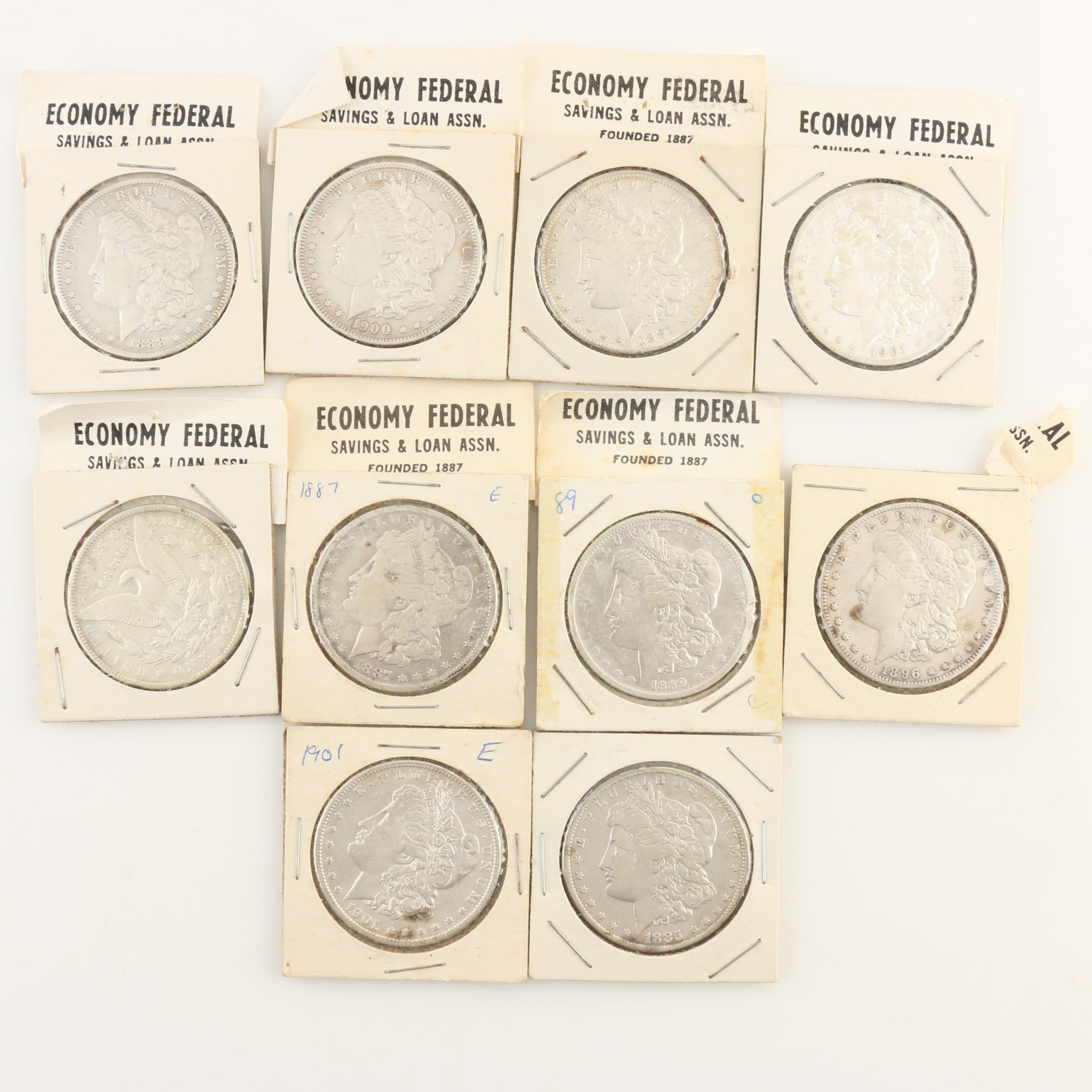 Ten Morgan Silver Dollars