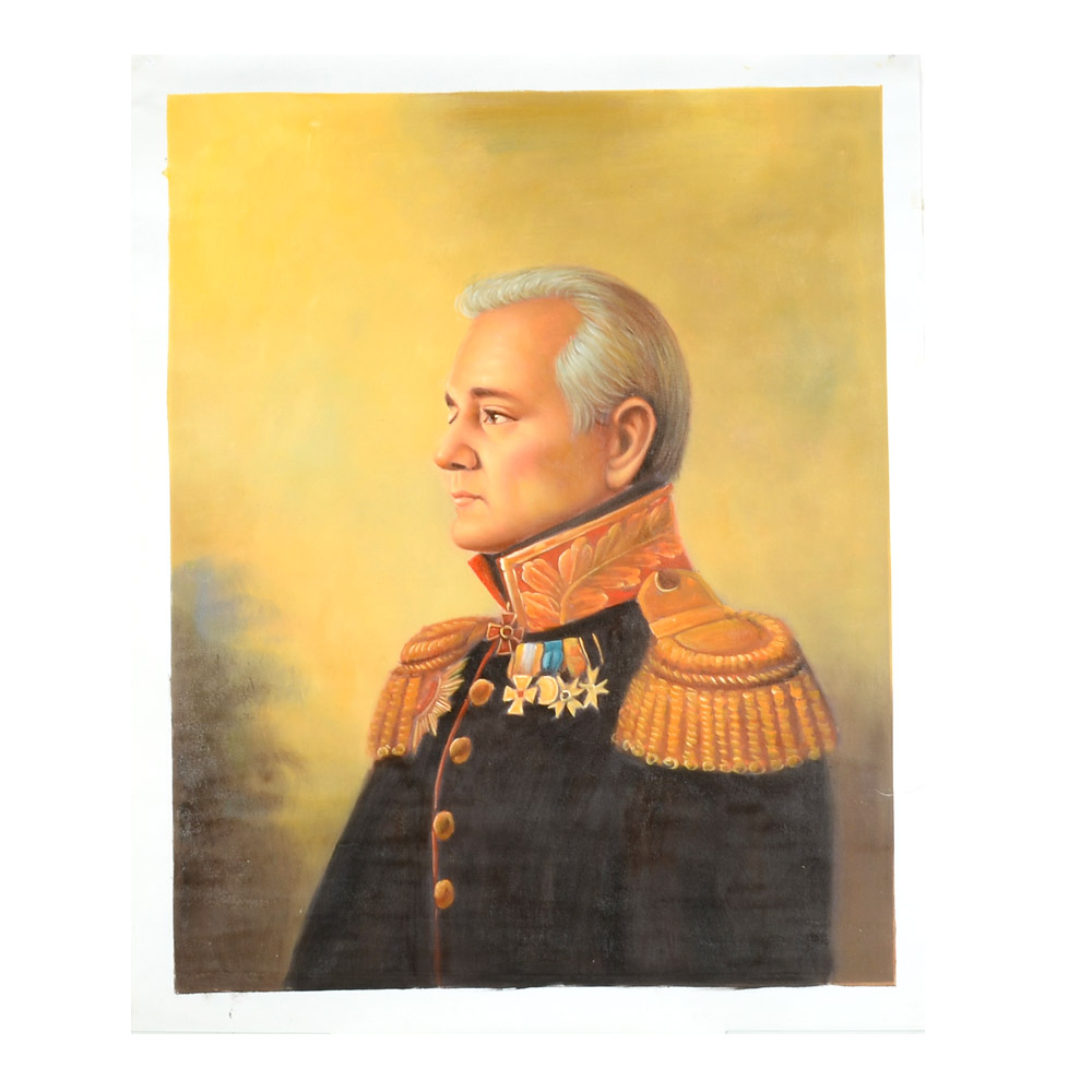 Oil Painting on Canvas of Bill Murray in Military Uniform