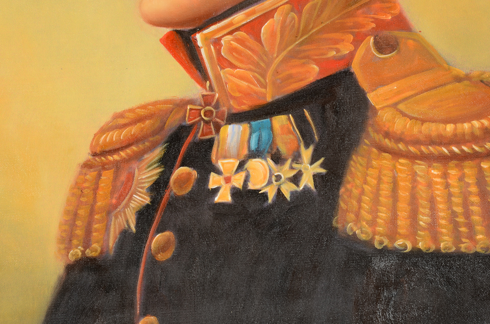 Oil Painting on Canvas of Bill Murray in Military Uniform