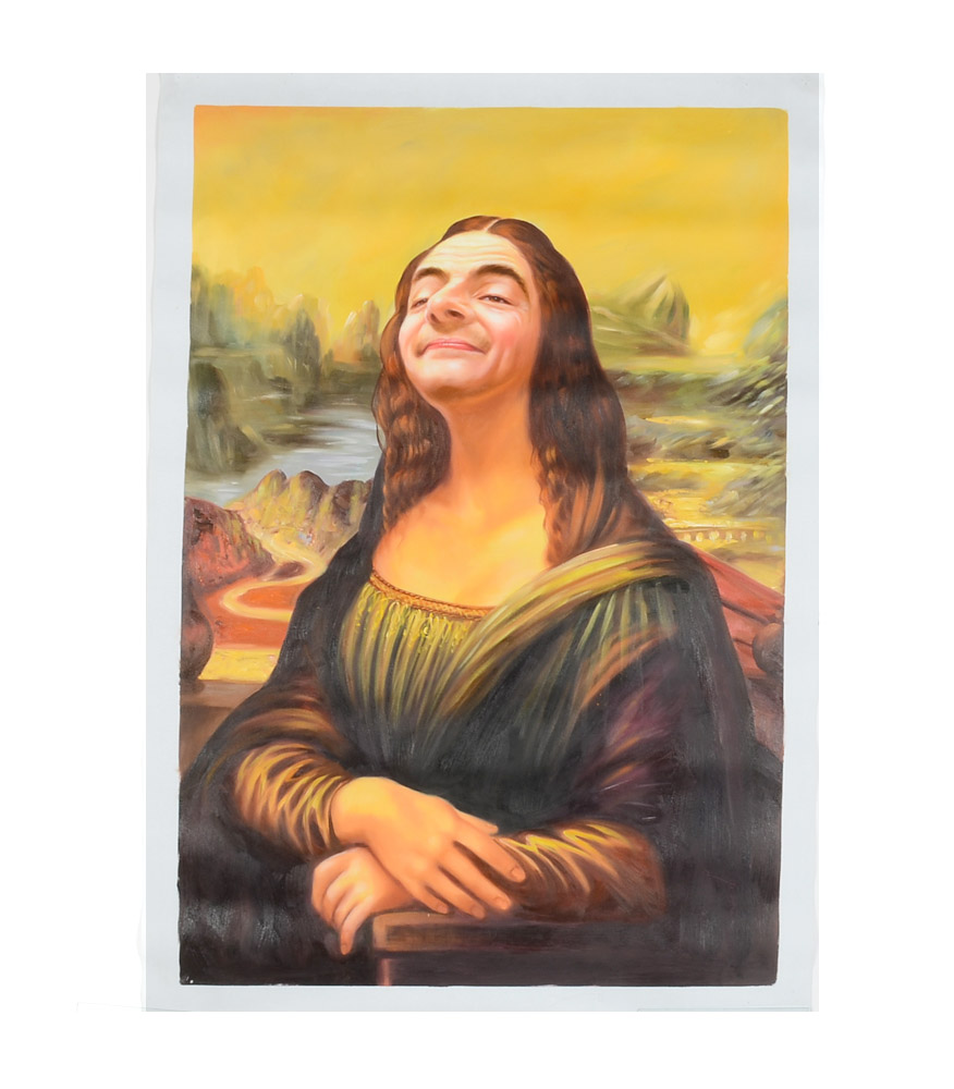 Oil Painting on Canvas of Mr. Bean as the Mona Lisa