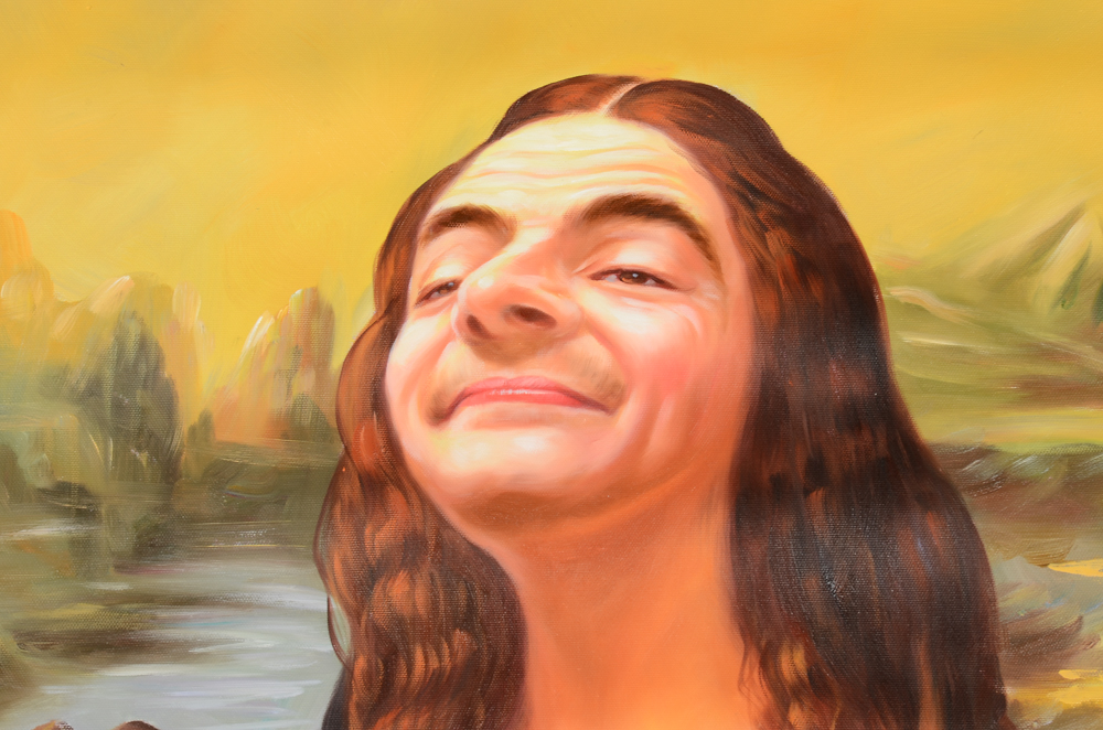 Oil Painting on Canvas of Mr. Bean as the Mona Lisa