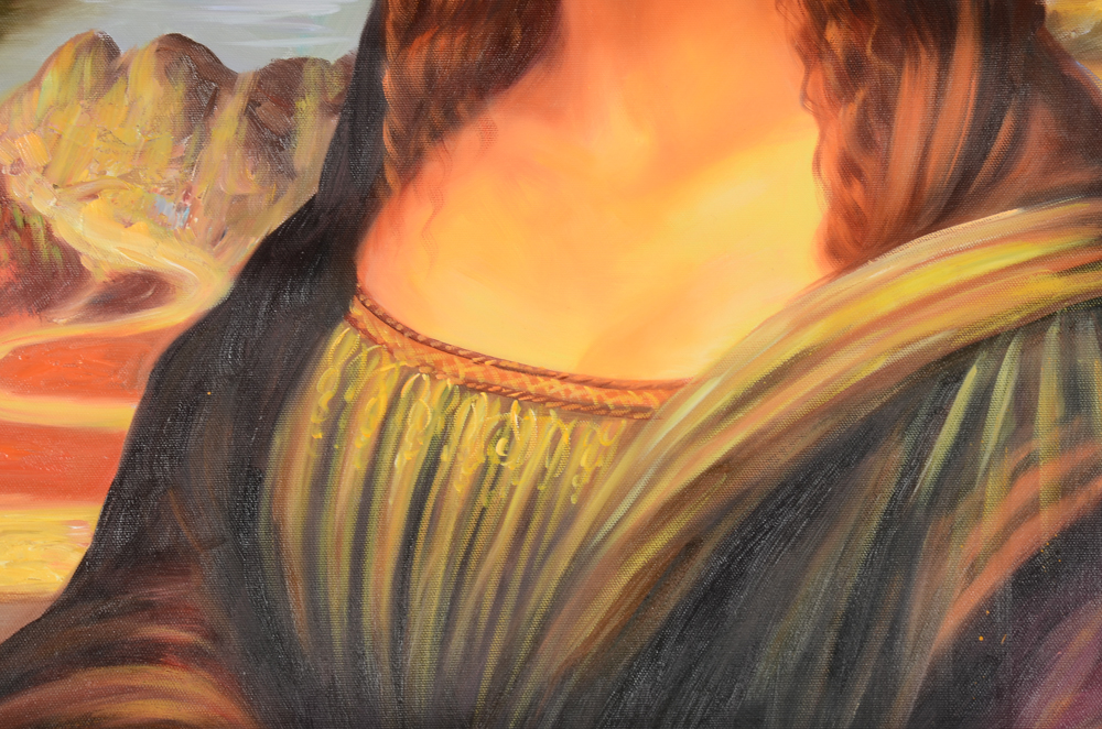 Oil Painting on Canvas of Mr. Bean as the Mona Lisa