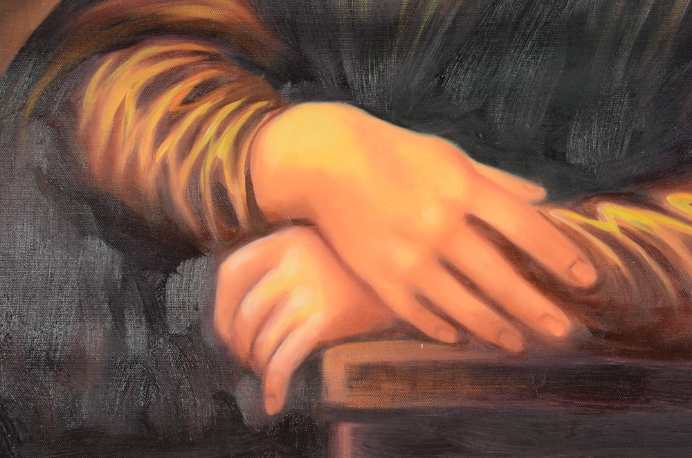 Oil Painting on Canvas of Mr. Bean as the Mona Lisa