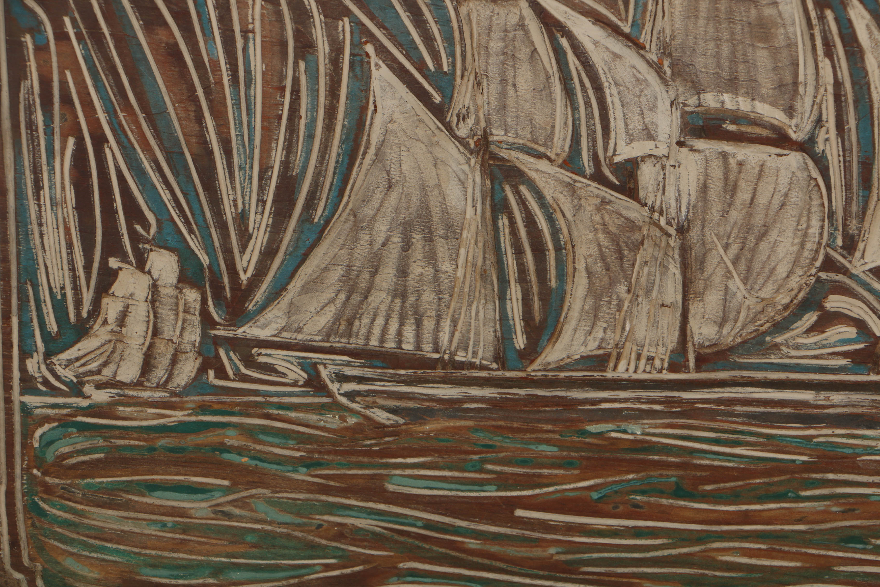 Elmer Livingston MacRae Woodcut Block of a Clipper Ship