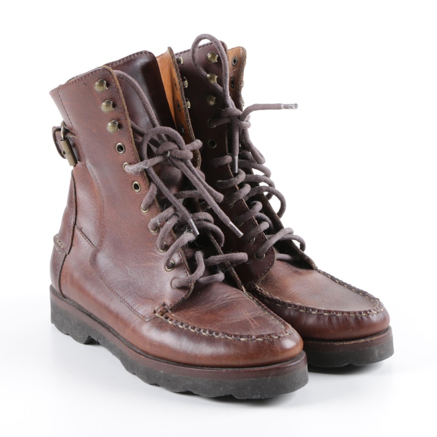 Women's Cole Haan Country Brown Leather Lace-Up Boots