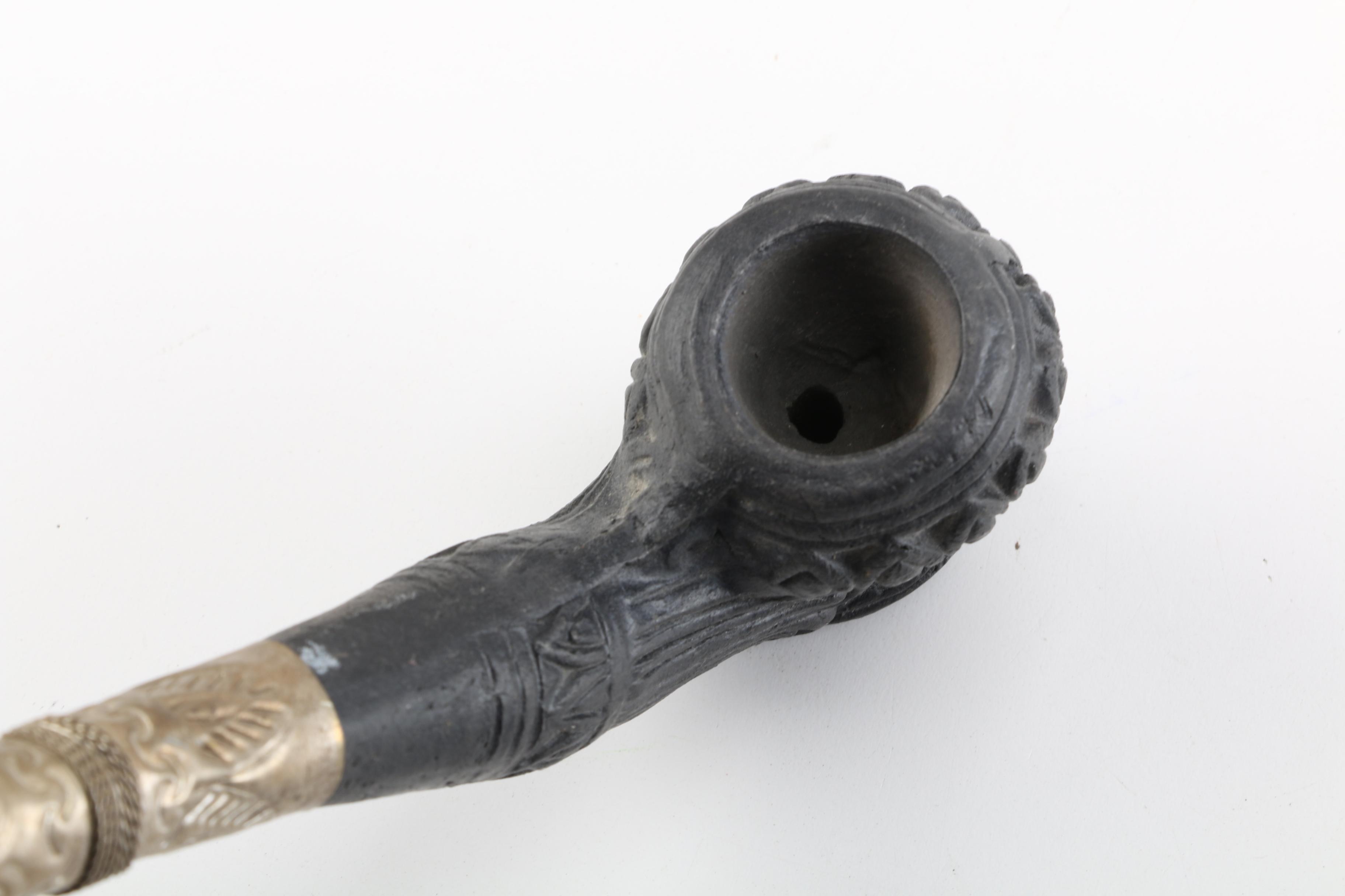 Vintage Brass and Earthenware Tobacco Pipe