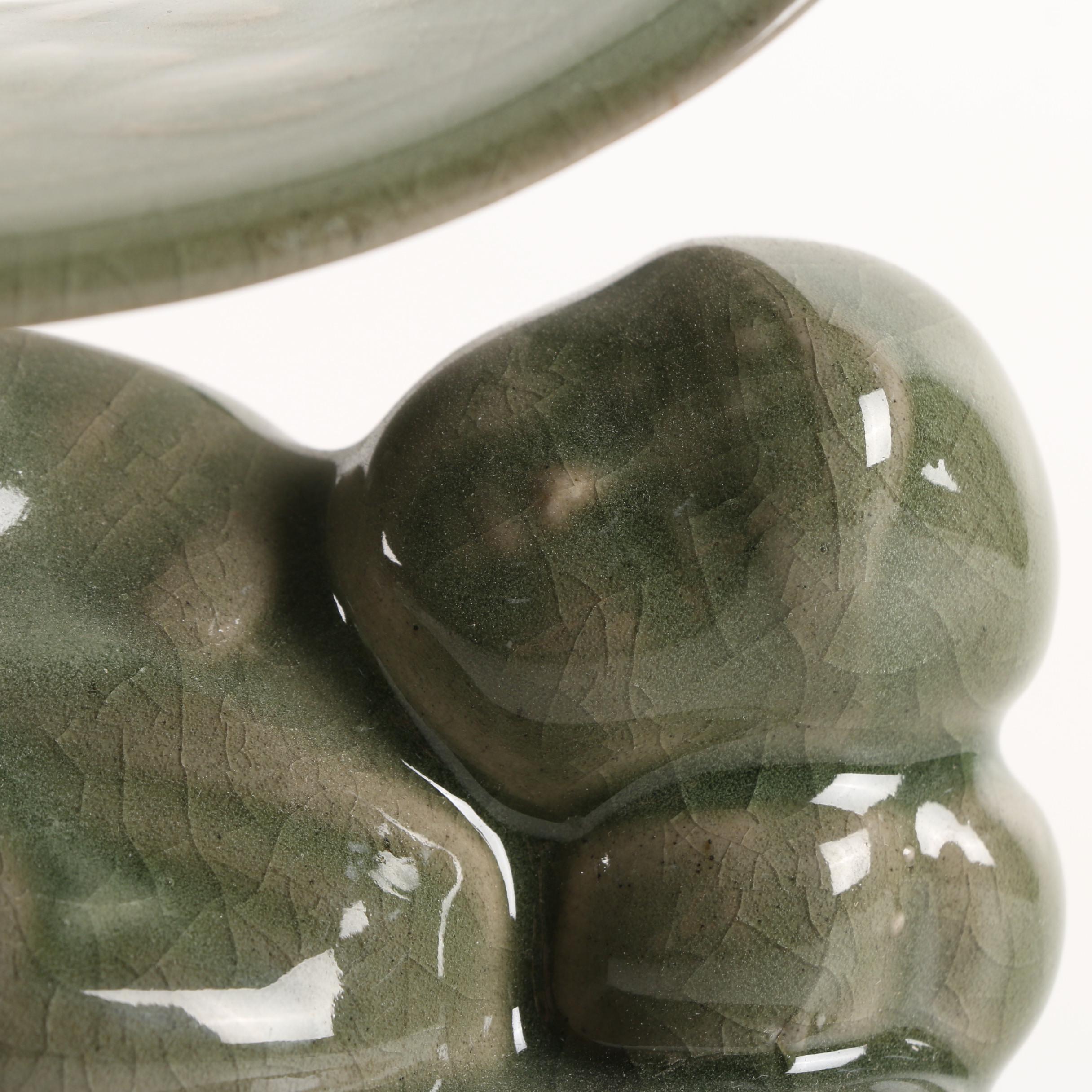 Chinese Celadon Ceramic Pillow and Bagua Vessel