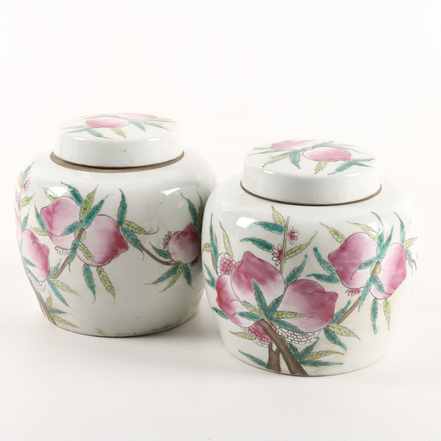 Matching Chinese Lidded Porcelain Jars