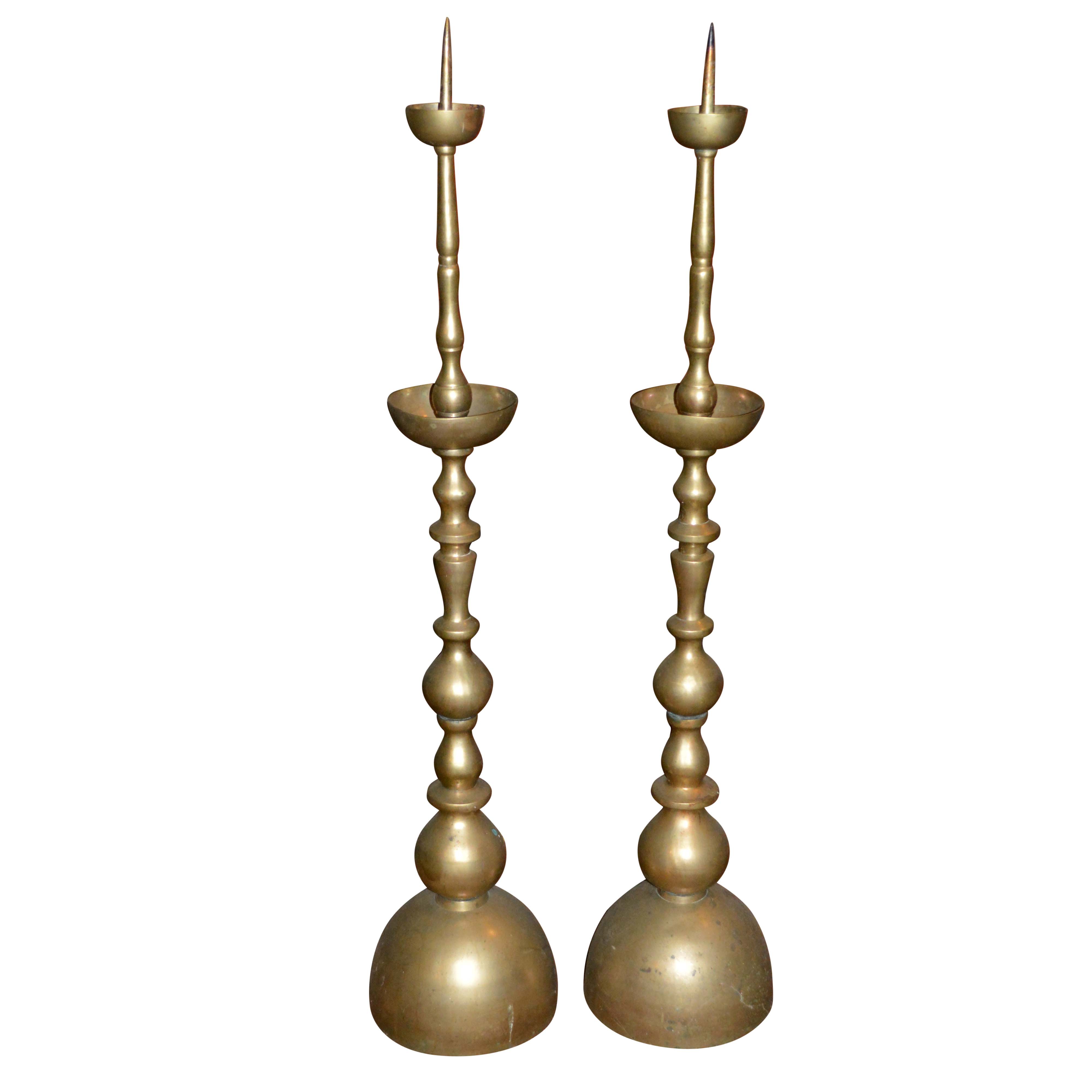 Vintage Brass Pricket Candle Holders