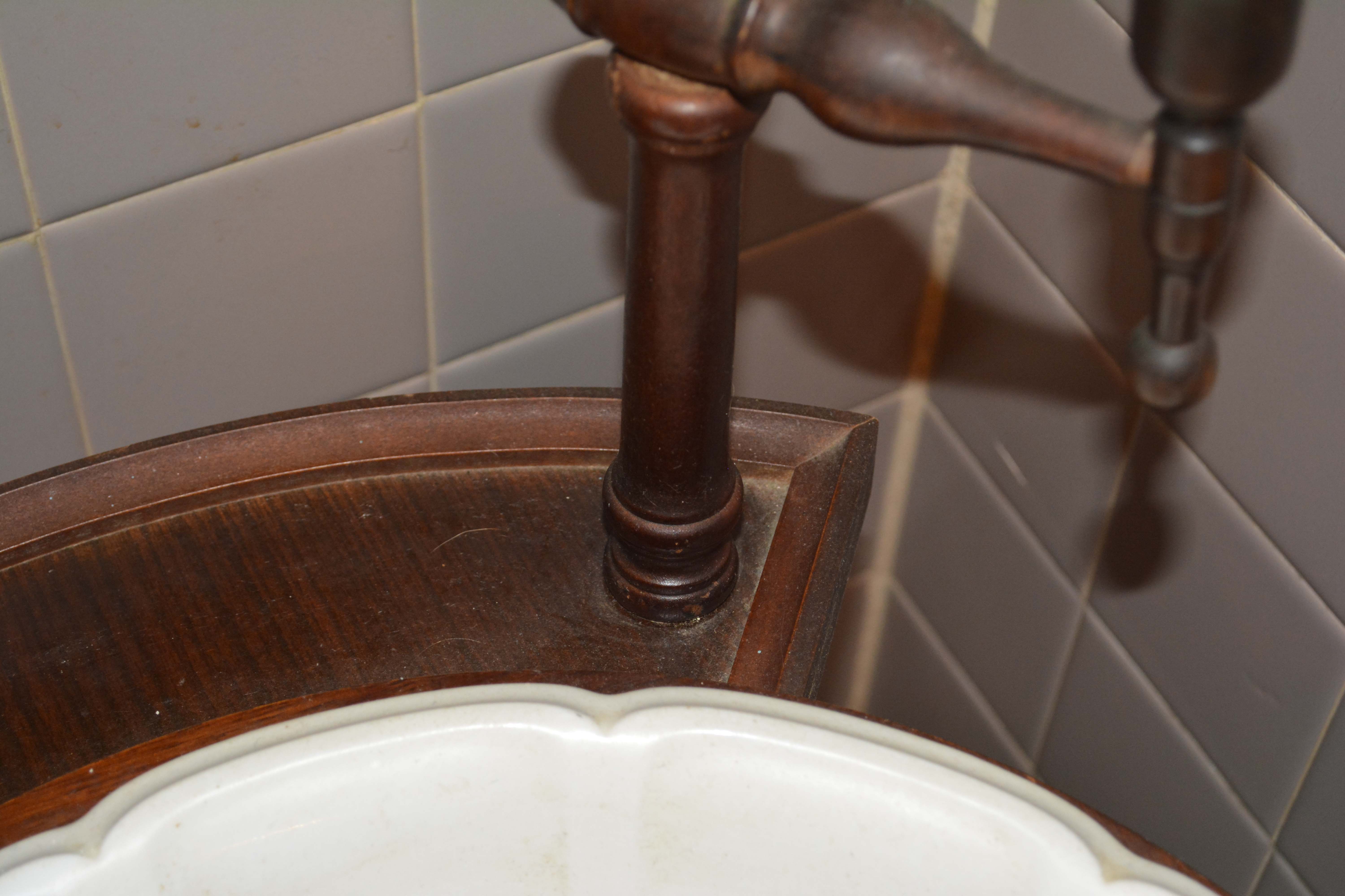 Wash Stand with Ironstone Basin and Pitcher