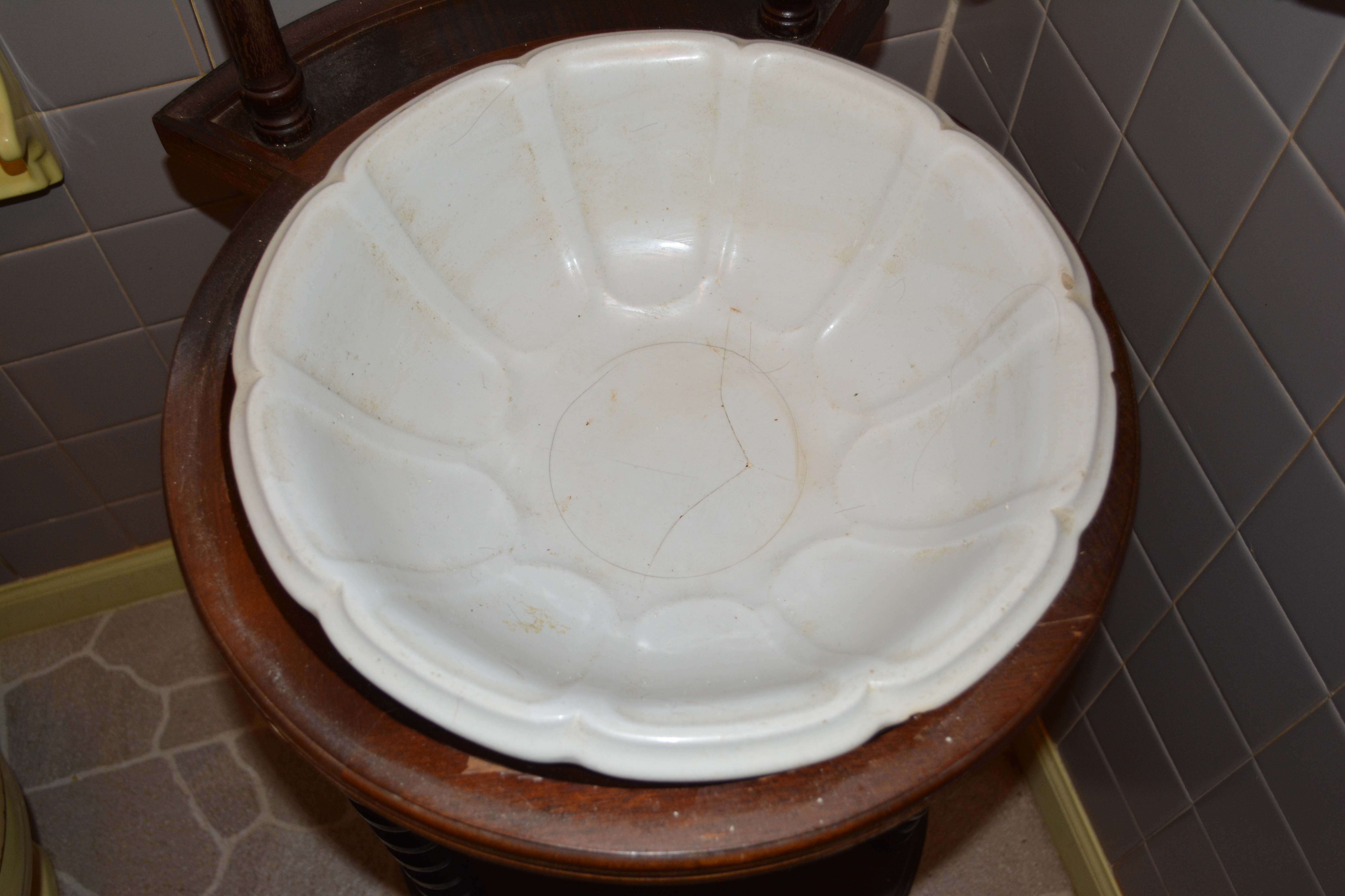 Wash Stand with Ironstone Basin and Pitcher