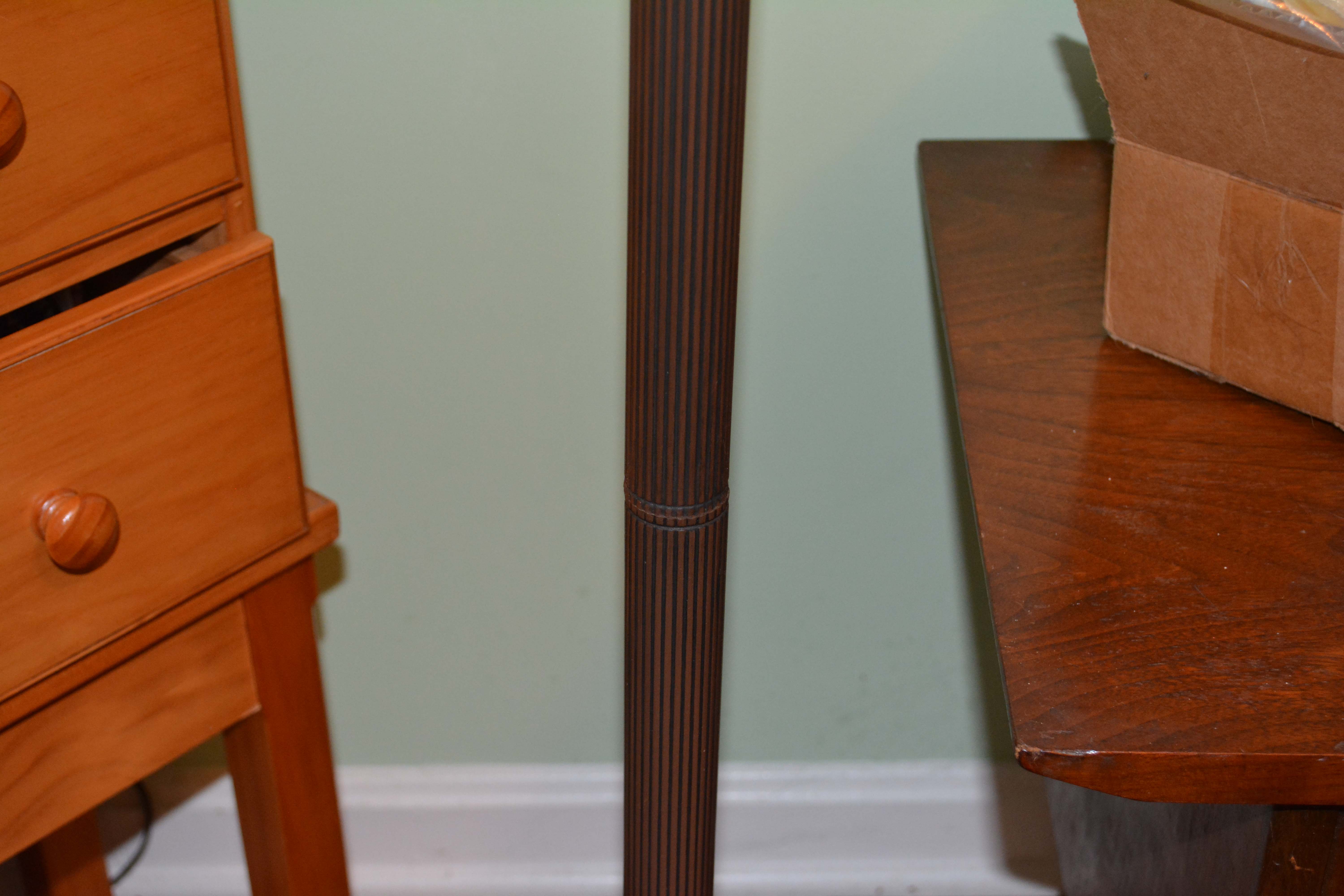 Metal Floor Lamp with Reverse-Painted Glass Shade Designed After Thomas Kinkade