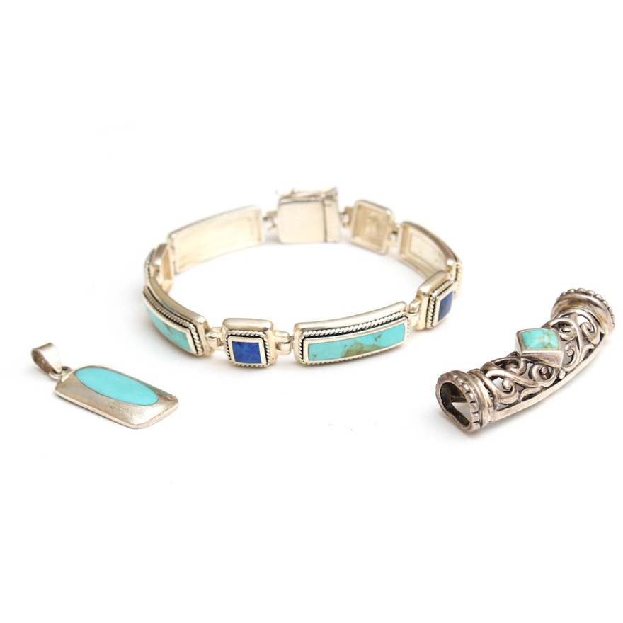 Sterling Silver Turquoise and Lapis Jewelry