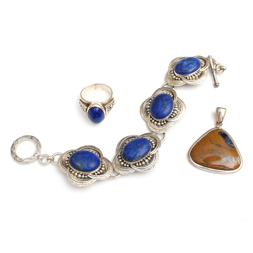 Sterling Silver, Lapis and Jasper Jewelry