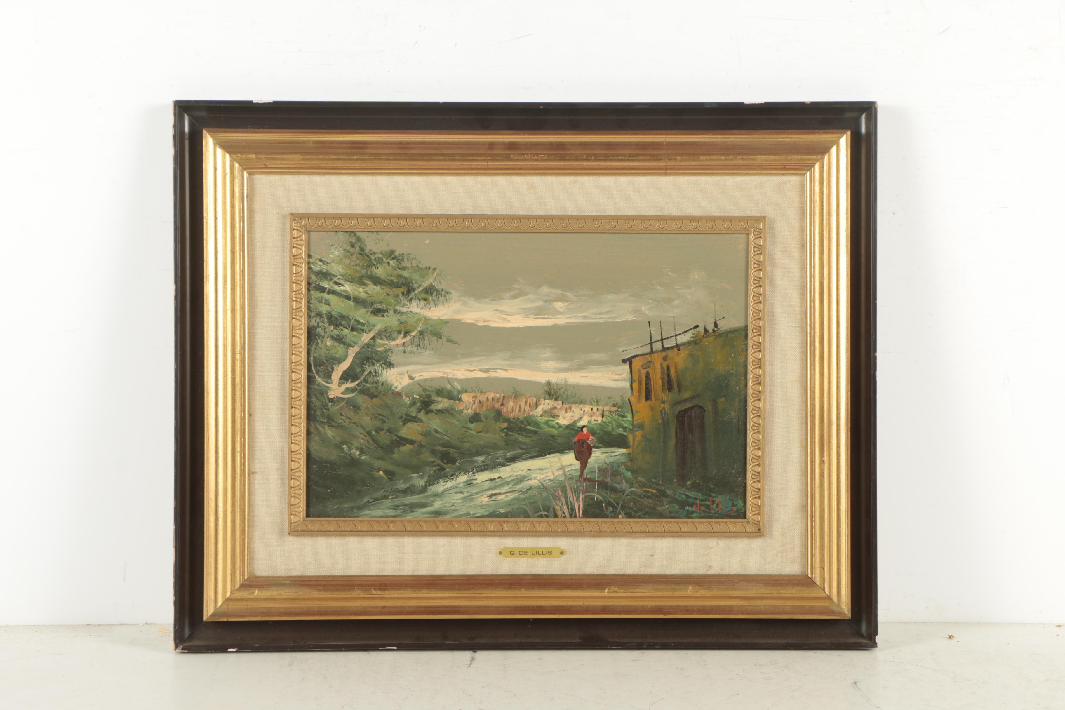 Pair of G. De Lillis Oil Paintings of Rural Landscapes
