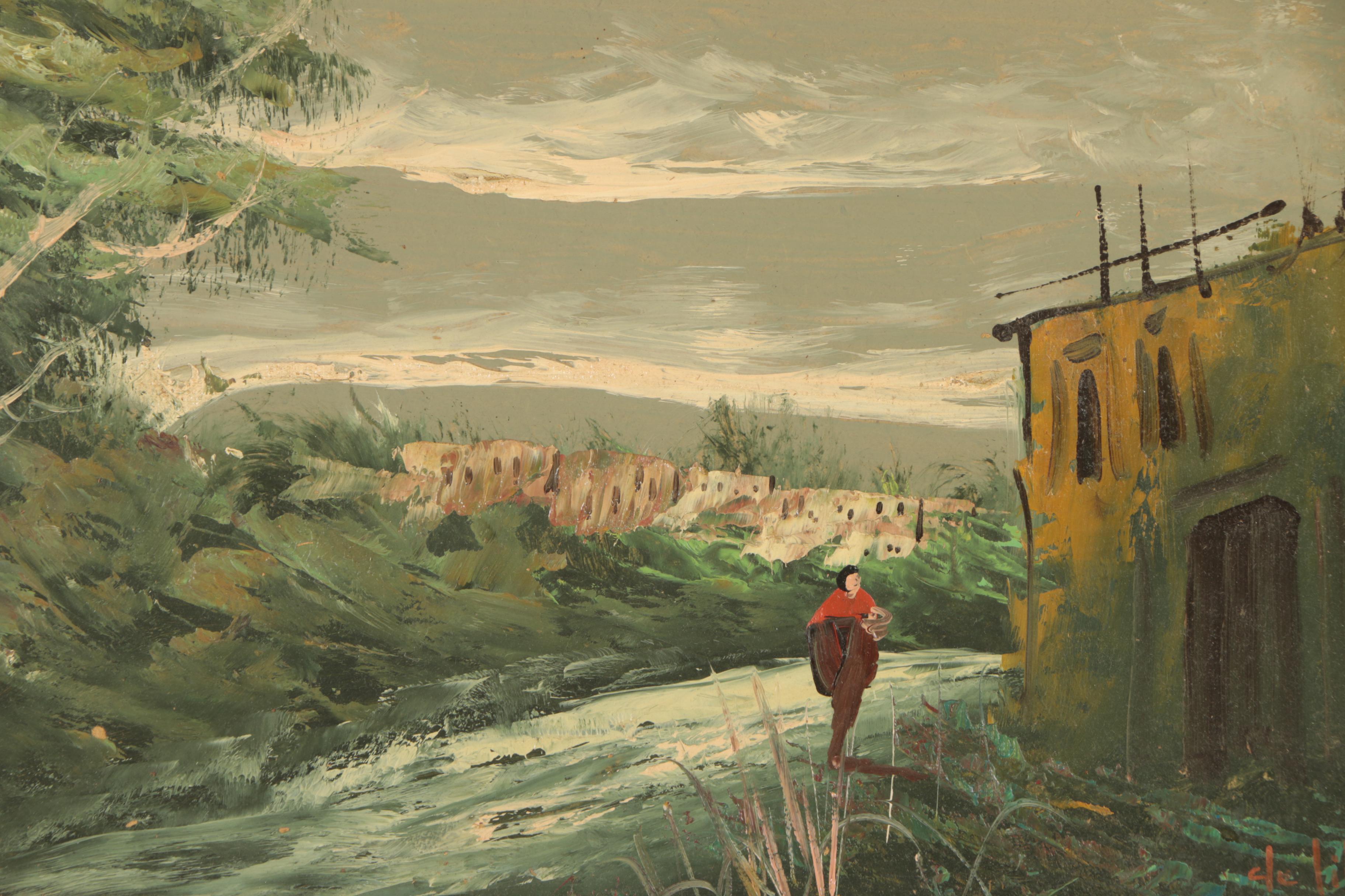 Pair of G. De Lillis Oil Paintings of Rural Landscapes