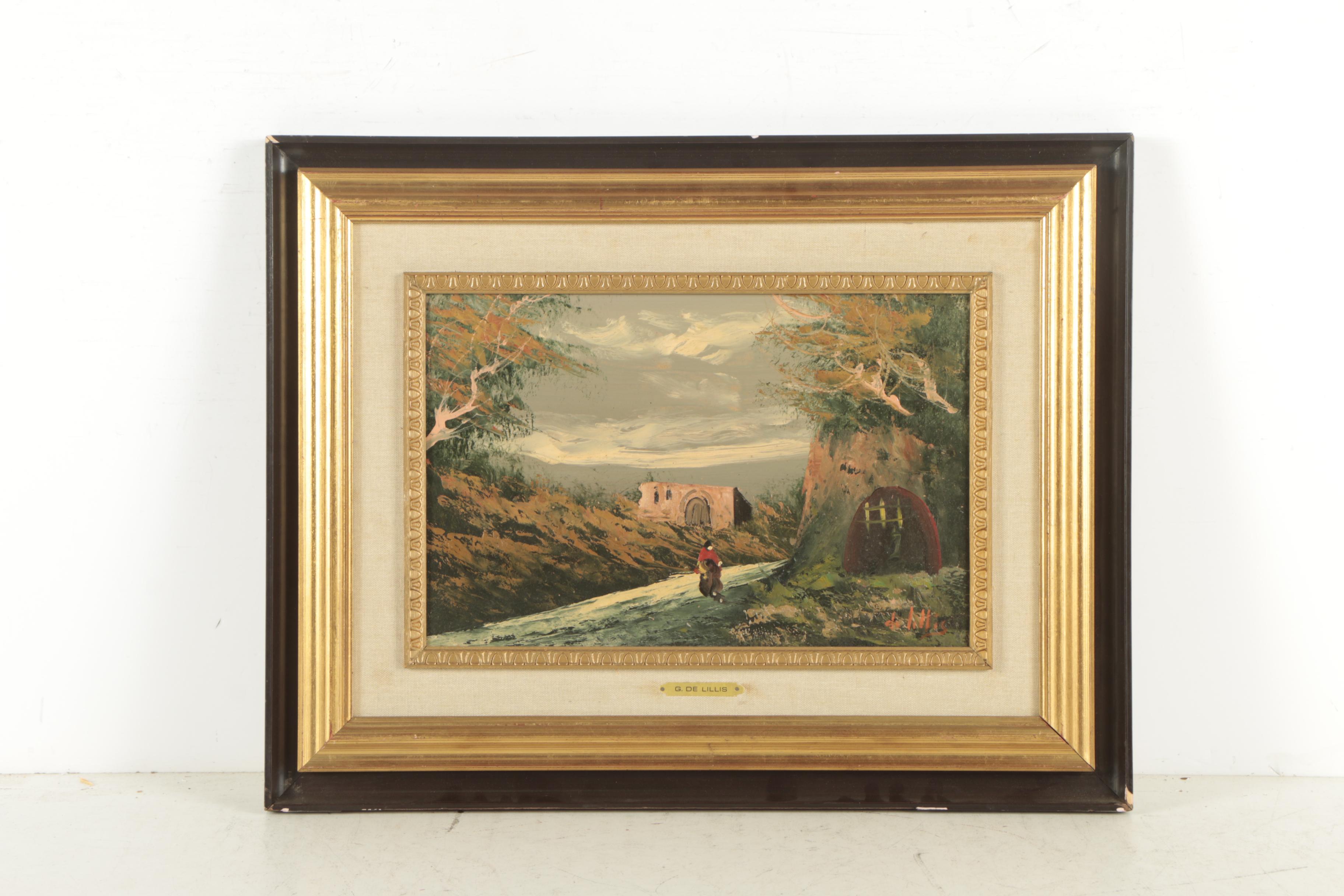 Pair of G. De Lillis Oil Paintings of Rural Landscapes