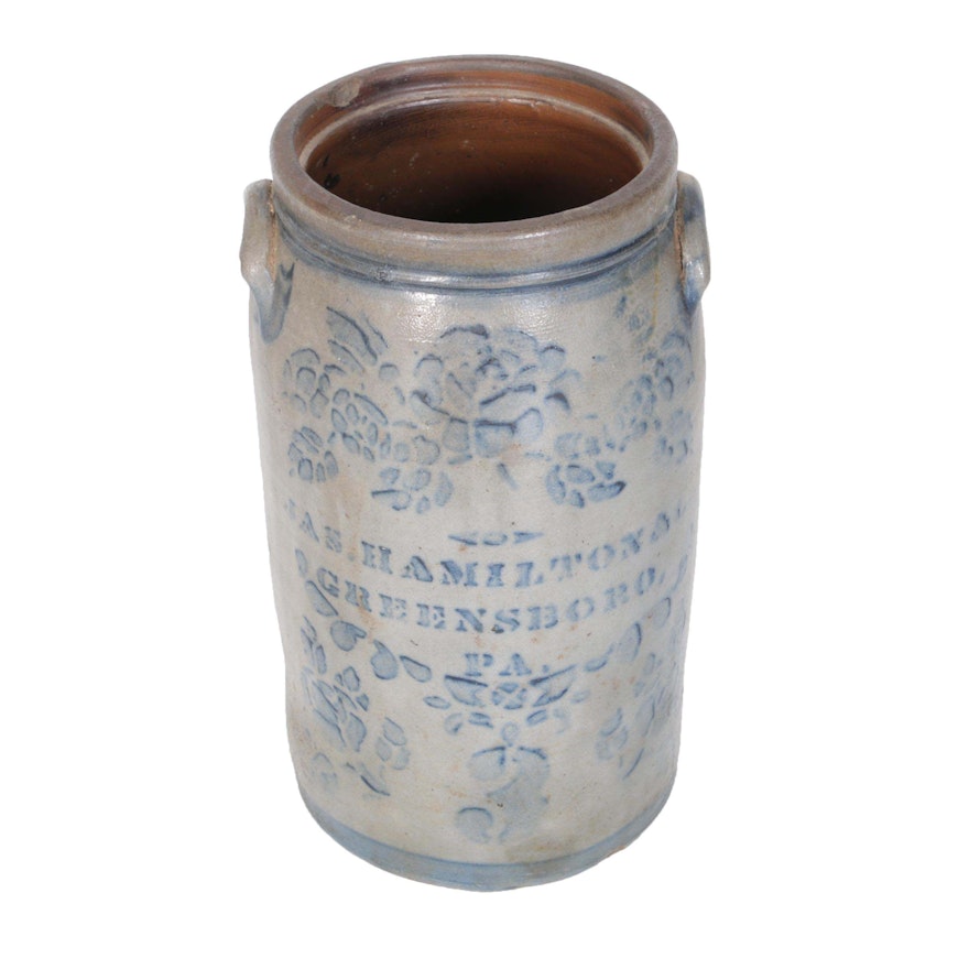 James Hamilton & Co. Stoneware Crock, Greensboro, Pennsylvania