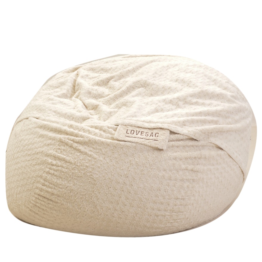 Large White Faux Fur Beanbag Chair from Lovesac