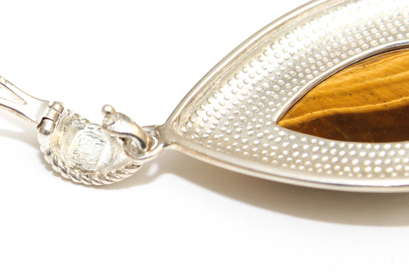 Sterling Silver and Tiger's Eye Necklaces and Dangle Earrings