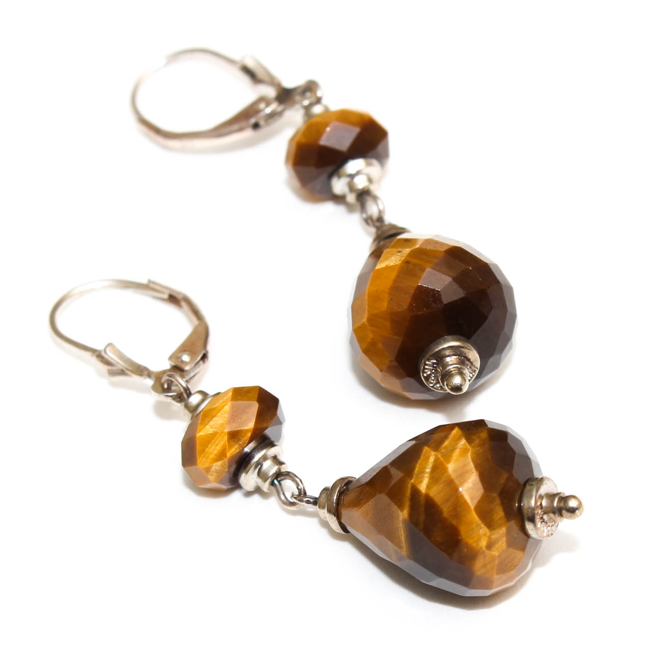 Sterling Silver and Tiger's Eye Necklaces and Dangle Earrings