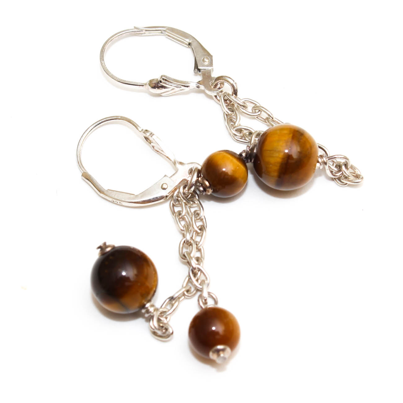 Sterling Silver and Tiger's Eye Necklaces and Dangle Earrings