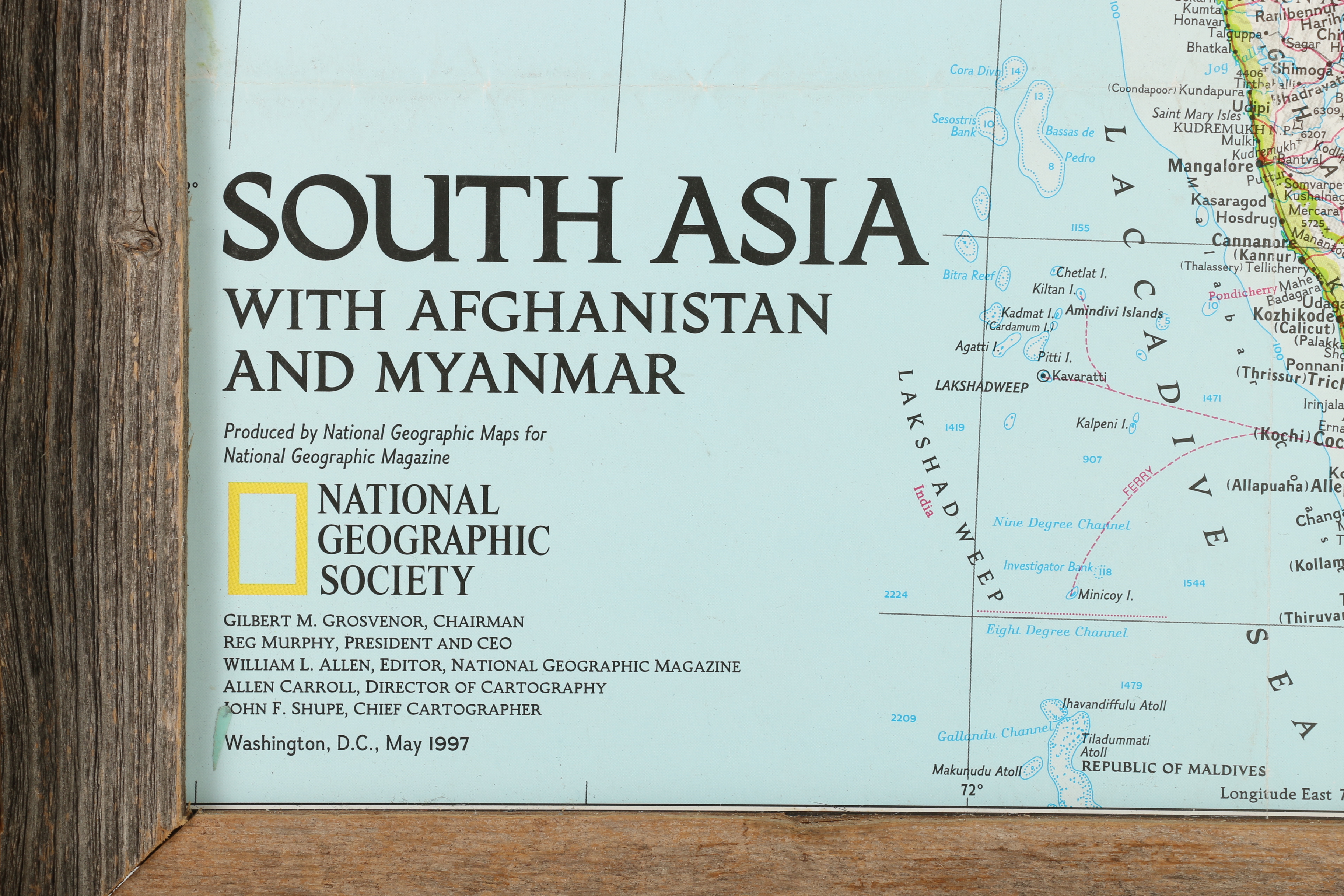 National Geographic 1997 Map of South Asia Offset Lithographic Print
