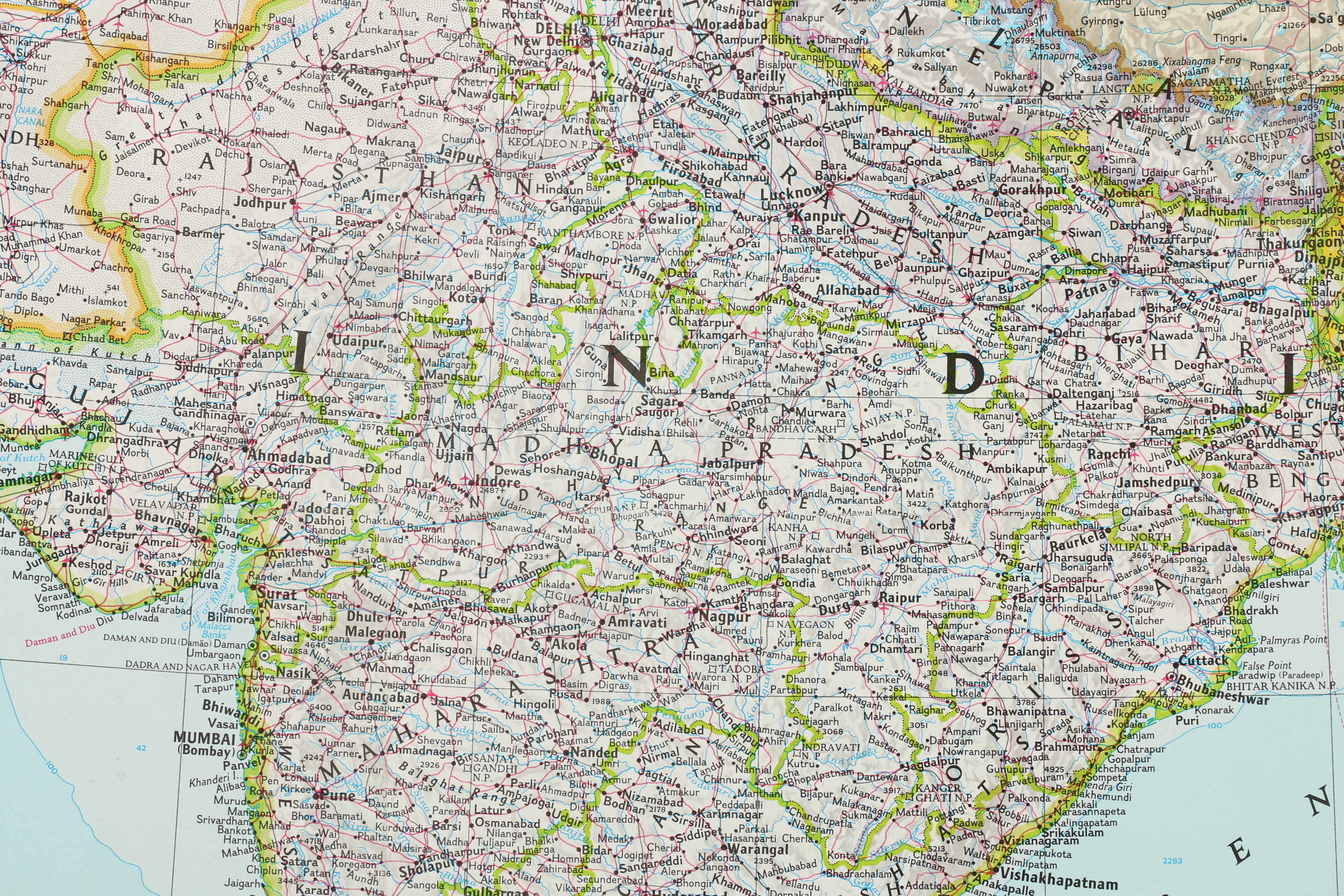 National Geographic 1997 Map of South Asia Offset Lithographic Print