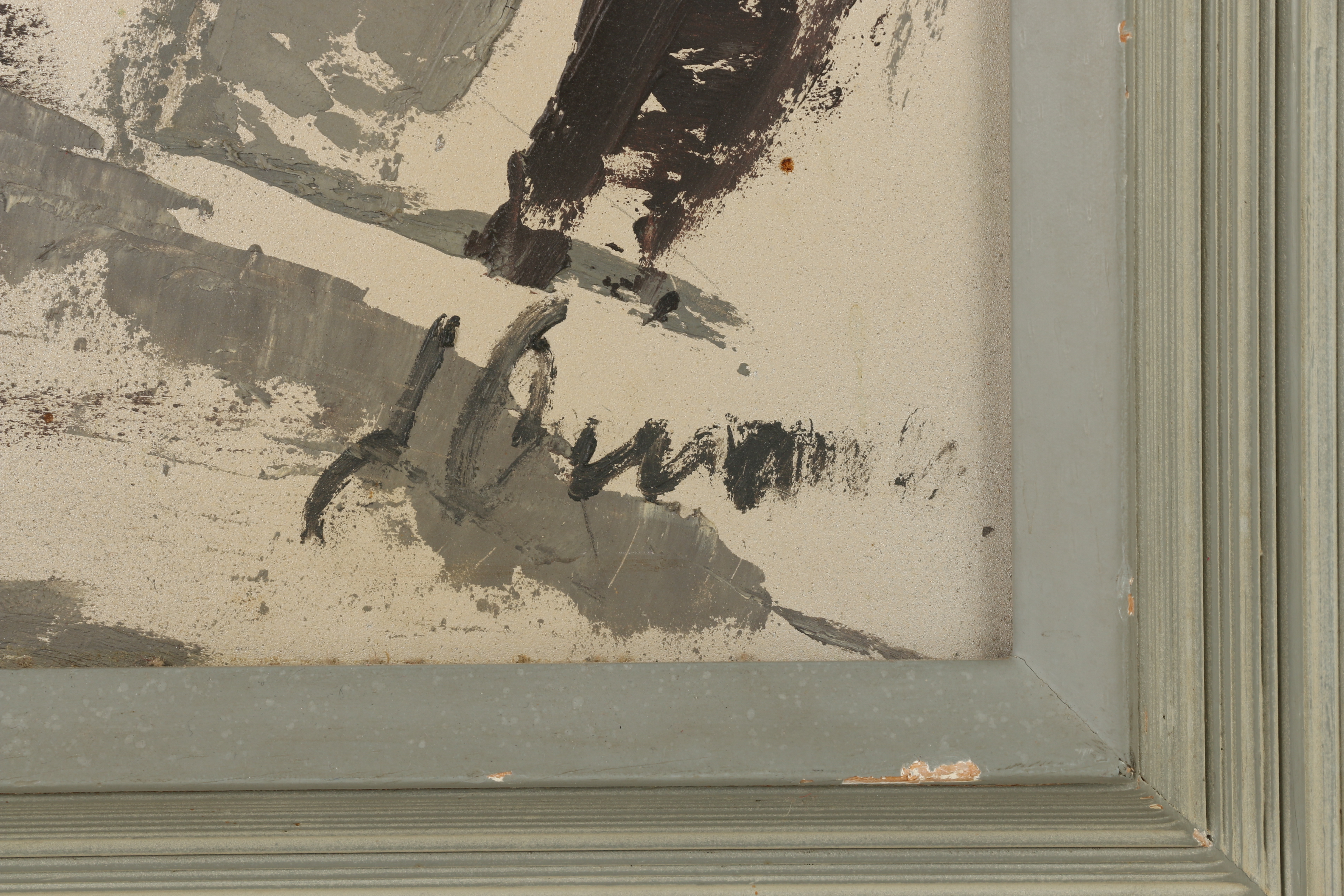 Oil Painting on Masonite Abstract Asian Style Mountainous Landscape