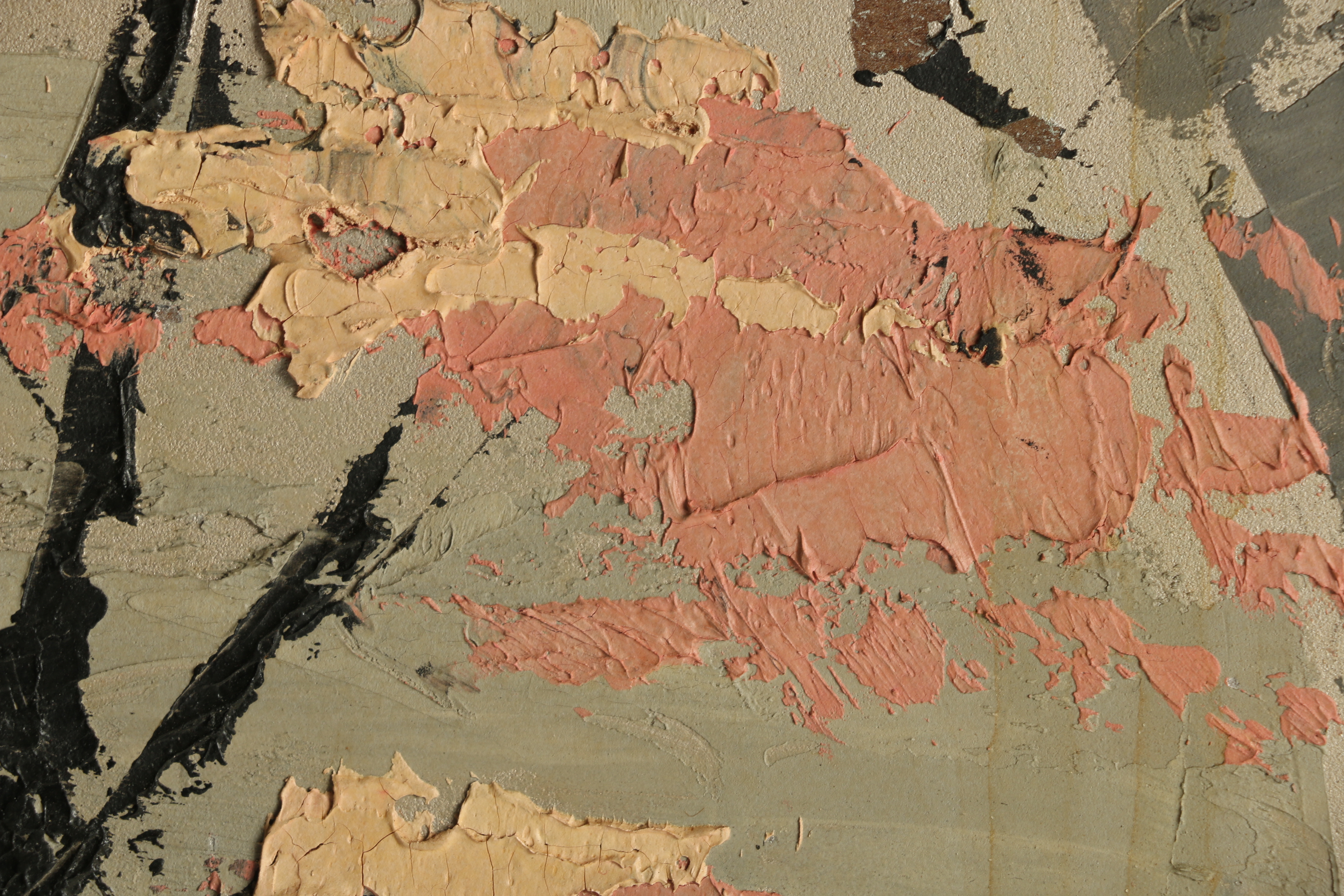 Oil Painting on Masonite Abstract Asian Style Mountainous Landscape