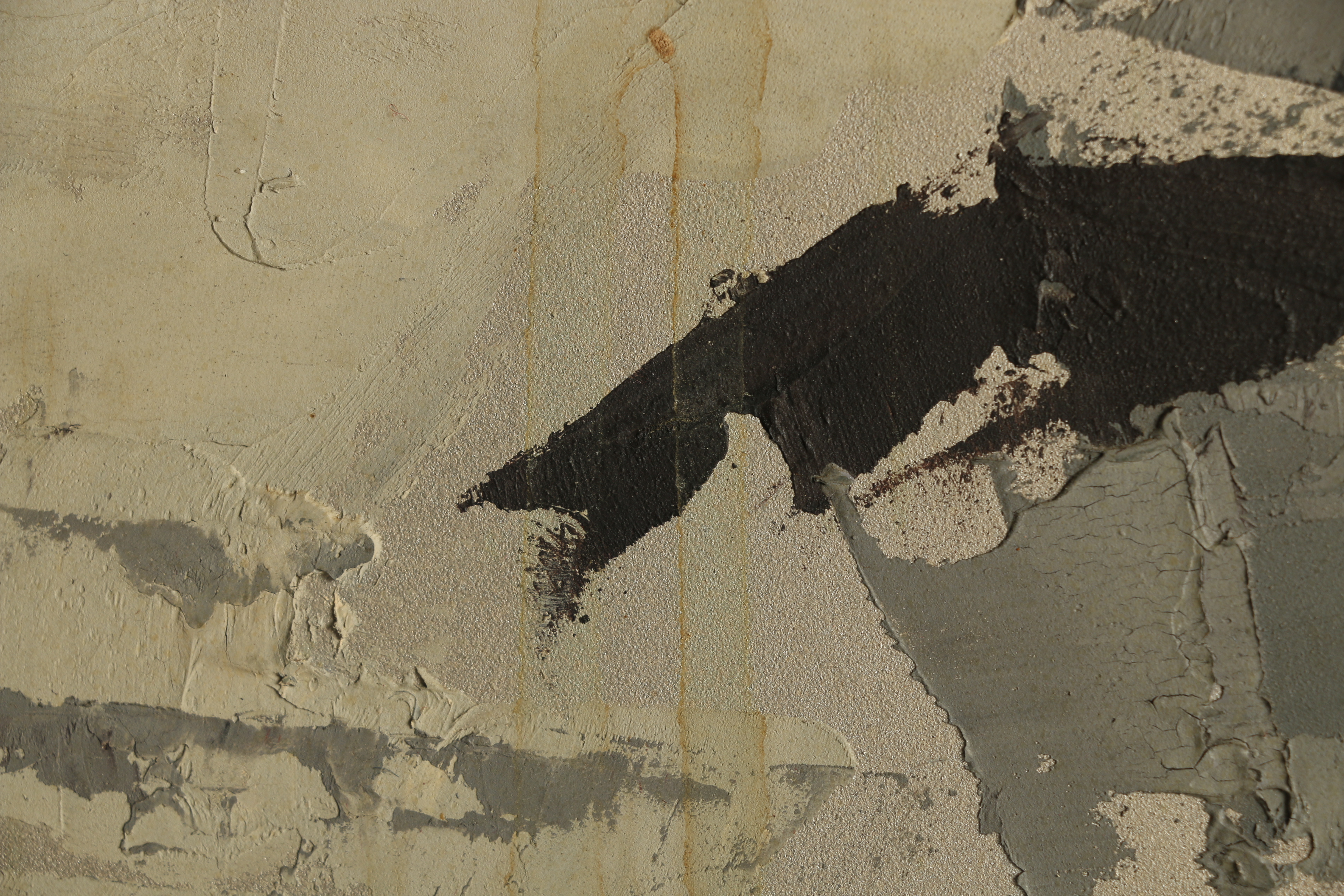 Oil Painting on Masonite Abstract Asian Style Mountainous Landscape