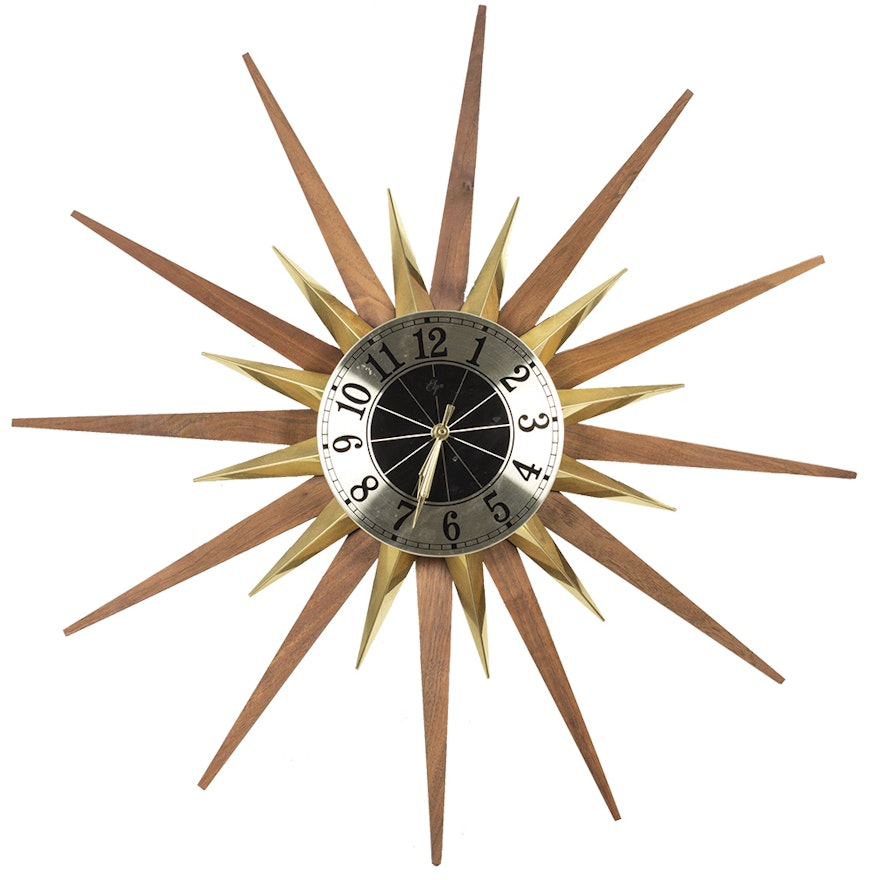 Mid Century Modern Elgin Starburst Wall Clock