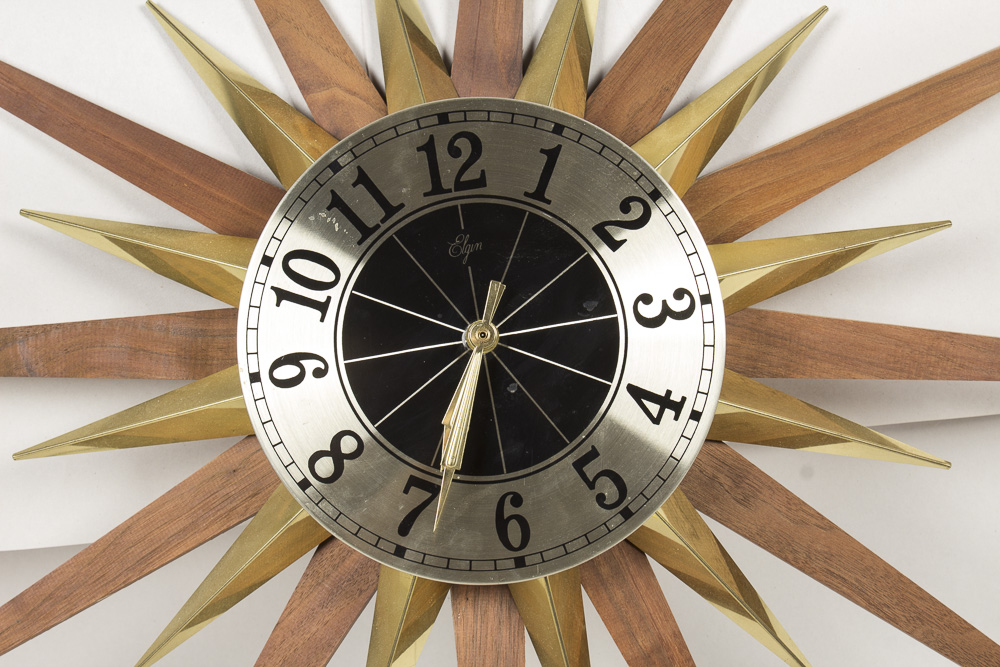 Mid Century Modern Elgin Starburst Wall Clock